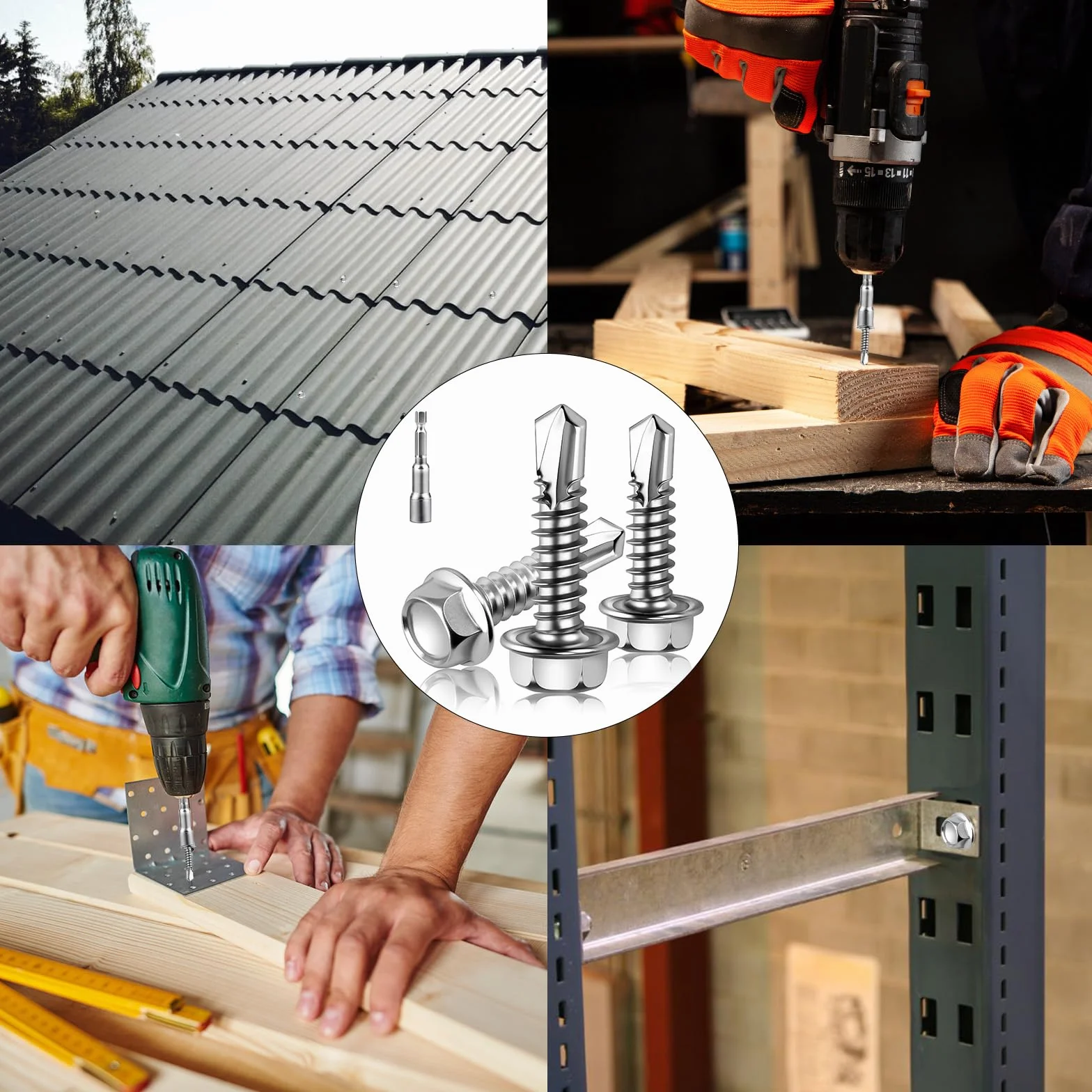 100 sztuk wkrętów samogwintujących do metalu, 4,2 x 50 mm, śruby do blachy trapezowej, stal nierdzewna, 304, wkręty do blachy, sześciokątne, wkręty z łbem sześciokątnym, zestaw kluczy