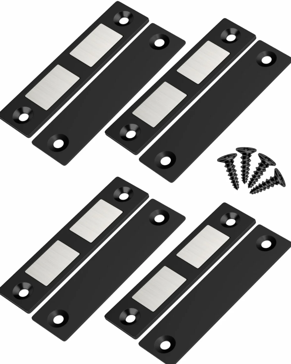 Jiayi Ultra cienki zatrzask magnetyczny, mocne, 4 sztuki, magnesy do drzwi szafy, szuflady, zamknięcie magnetyczne do szafy, podwójne magnesy do zamykania mebli, szafy, drzwi, kolor czarny