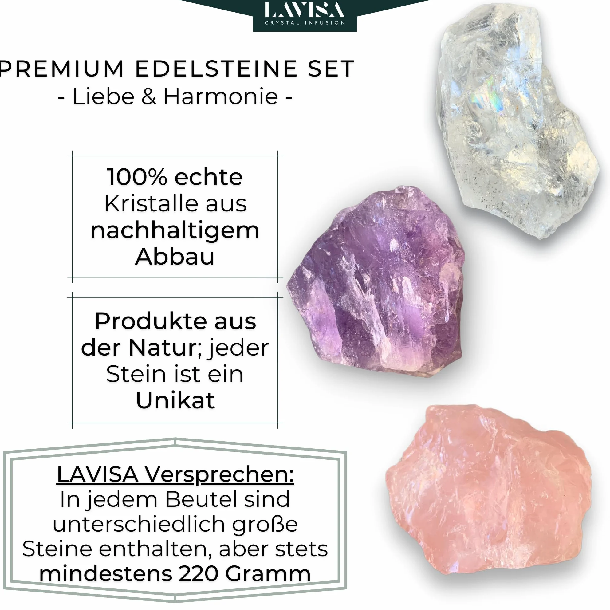 Duży Zestaw Kamieni Szlachetnych 300g - Lecznicze i Mineralne do Wody Pitnej | Kryształy | Mieszanka Bazy | Energetyzacja
