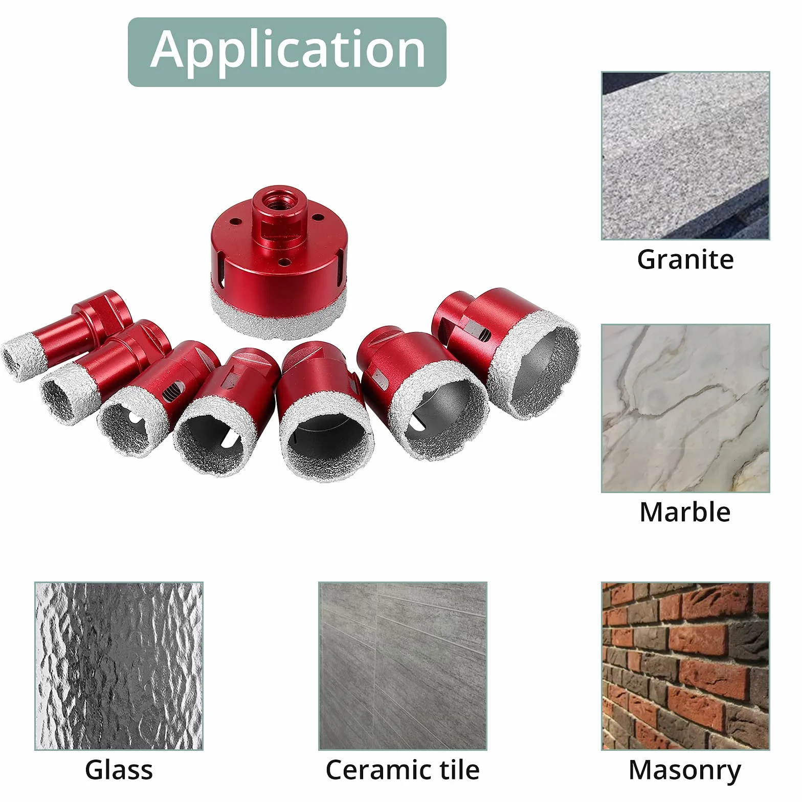 COLFULINE Wiertła diamentowe na sucho, 8 szt. M14, średnica wiercenia 20, 25, 30, 35, 40, 45, 50, 68 mm, zestaw diamentowych otwornic z aluminiową skrzynką, otwornica do lutowania na mokro / sucho do porcelany szkła, płytek ceramicznych