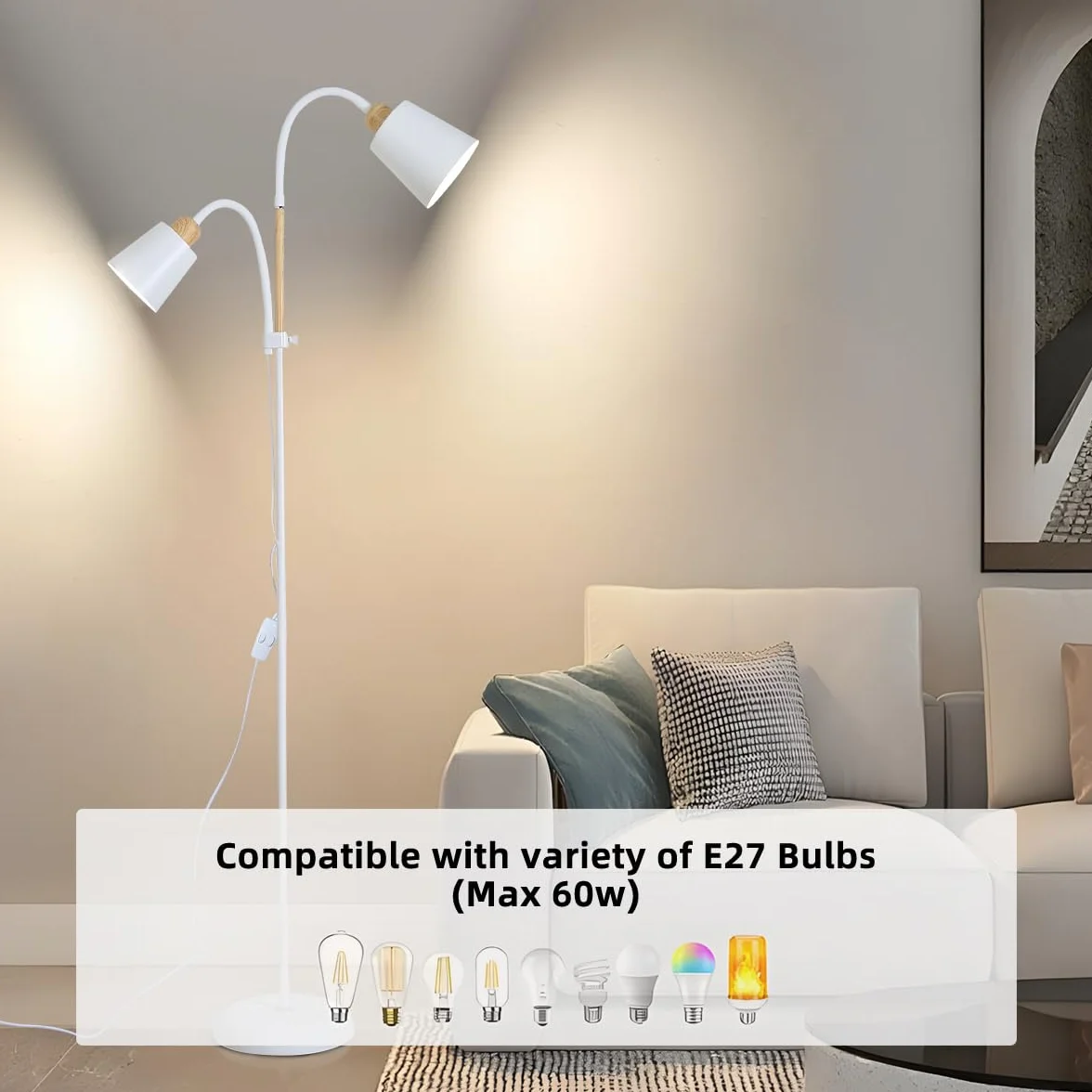 Lampa podłogowa YOYO z lampką do czytania | Gniazdo E27 maks. 60 W (Biały)