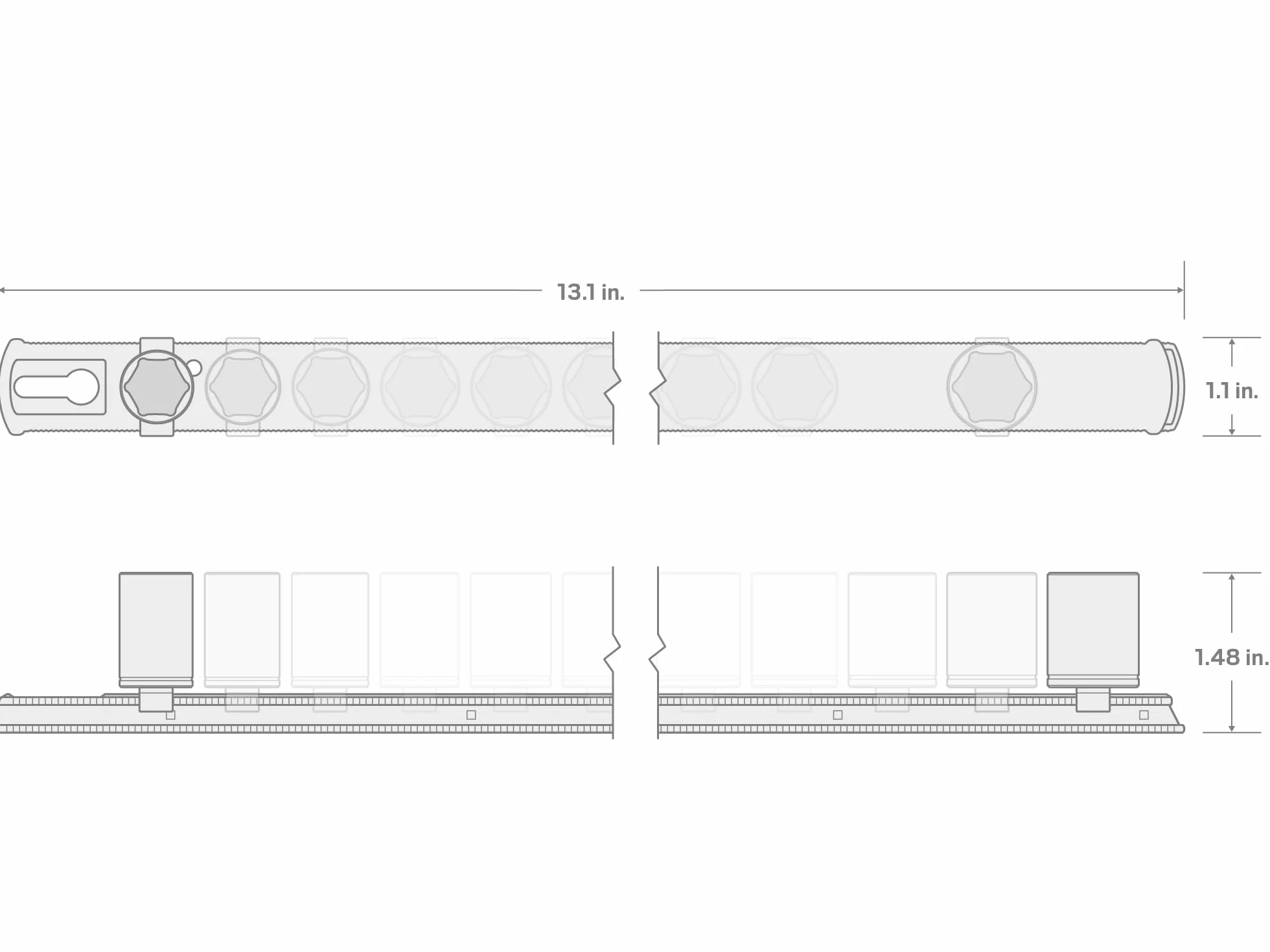 TEKTON 6-punktowy zestaw nasadek udarowych z szyną, 16-częściowy (4-17 mm) | SID90102