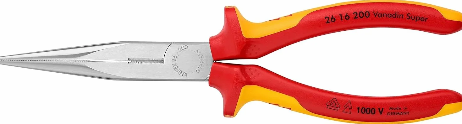 KNIPEX Szczypce tnące półokrągłe (wydłużone typu bociani dziób”) w opakowaniu z zawieszką chromowany z wielokomponentowymi osłonkami, 26 16 200 SB