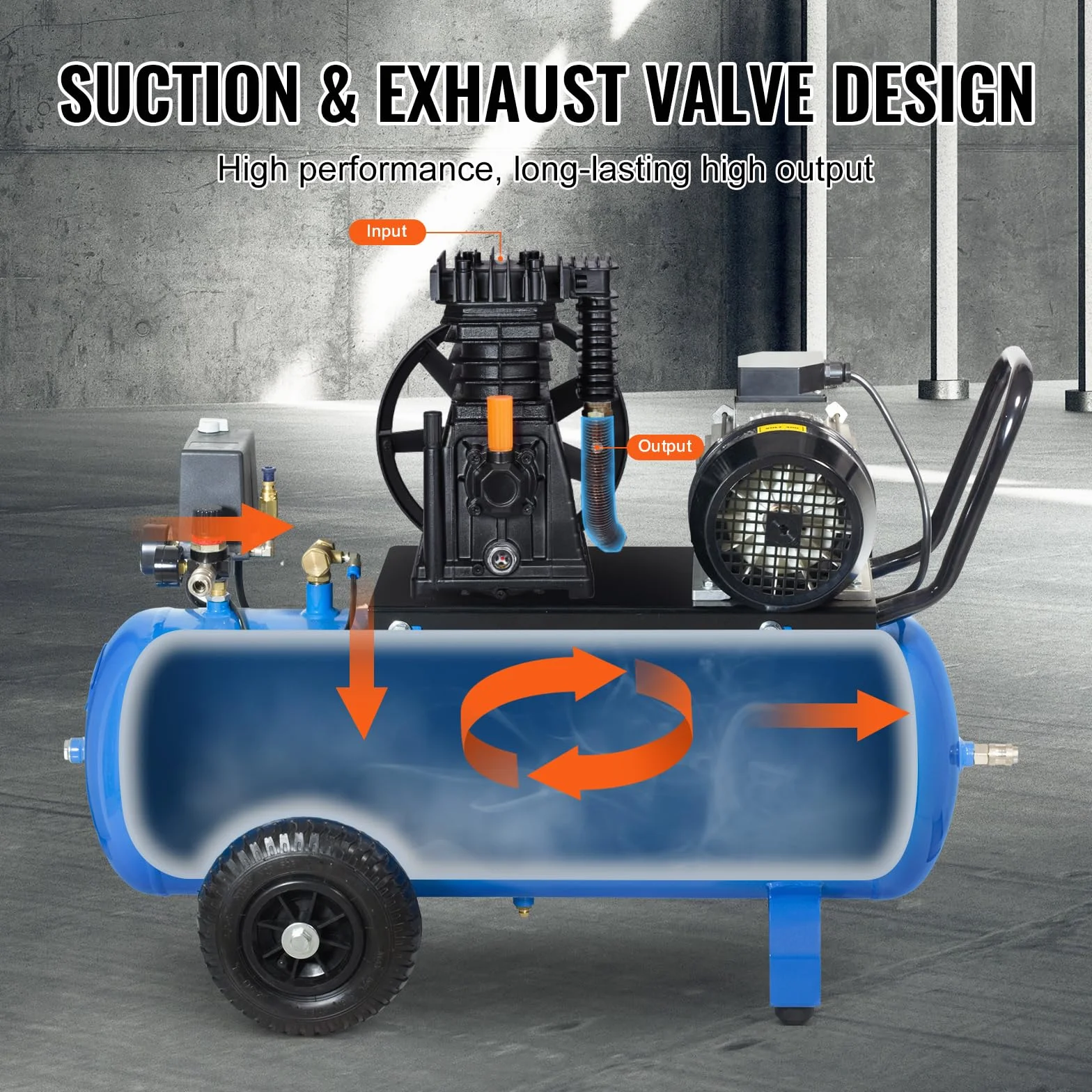 VEVOR Głowica pompy sprężarki powietrza 3HP 5,8 CFM 90 PSI, głowica pompy sprężarki powietrza 2 cylindry, pojedyncza głowica pompy z ciśnieniem maks. 116 PSI, głowica pompy przepływu 164 l/min