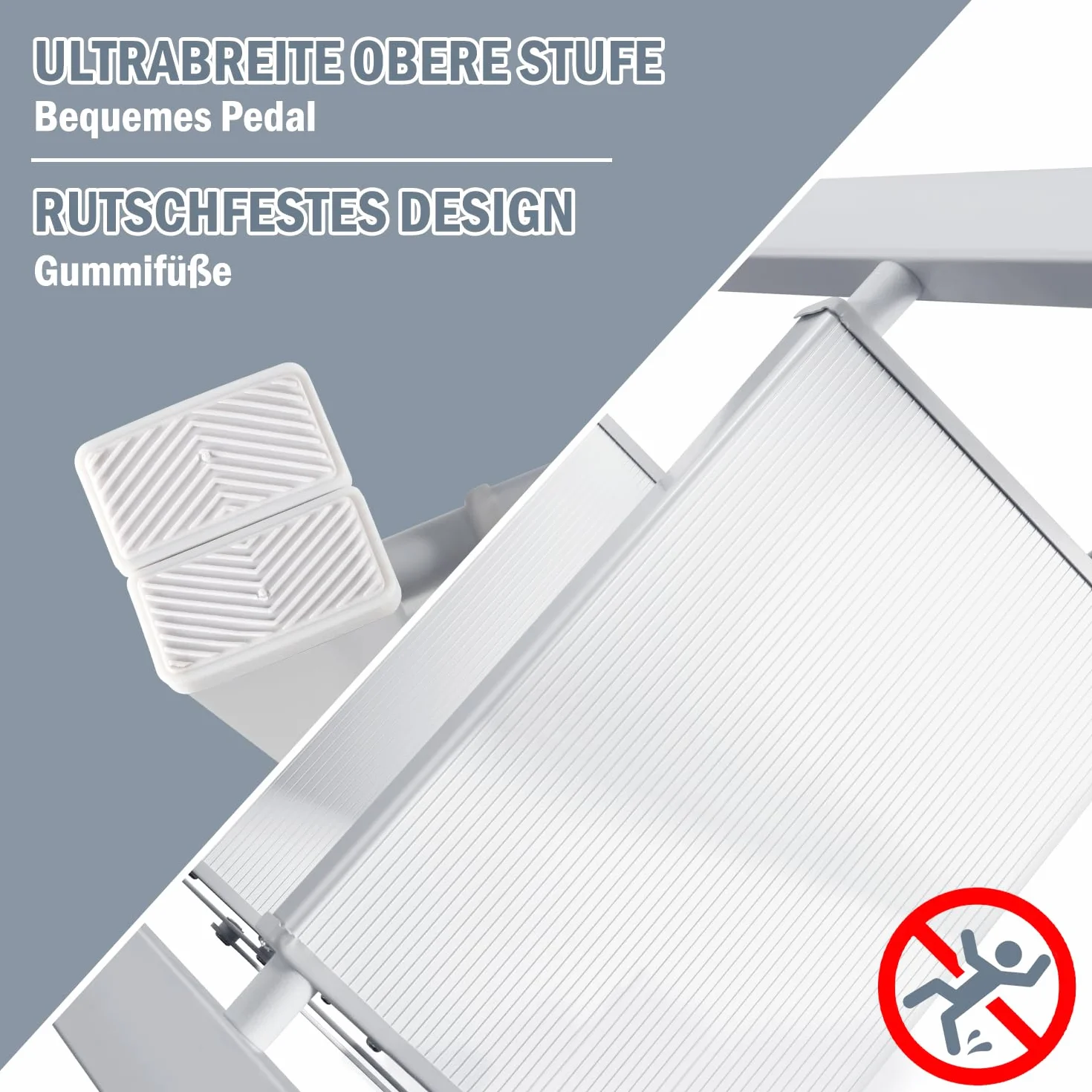 Eulenke Aluminiowa drabina składana, 4 stopnie, lekka, aluminiowa drabina schodowa, 4 stopnie, składana, antypoślizgowa drabina z zabezpieczeniem przed składaniem, składana drabina do domu, kuchni,