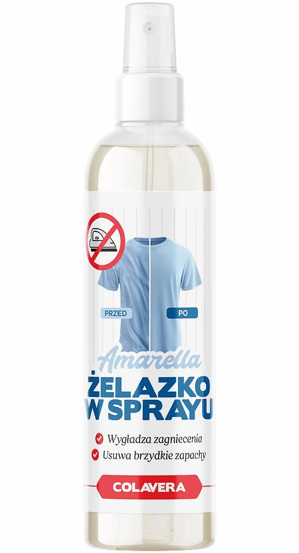 AMARELLA żelazko w sprayu zapach Crease Releaser Colavera 75 ml w podróży prasowanie bez żelazka