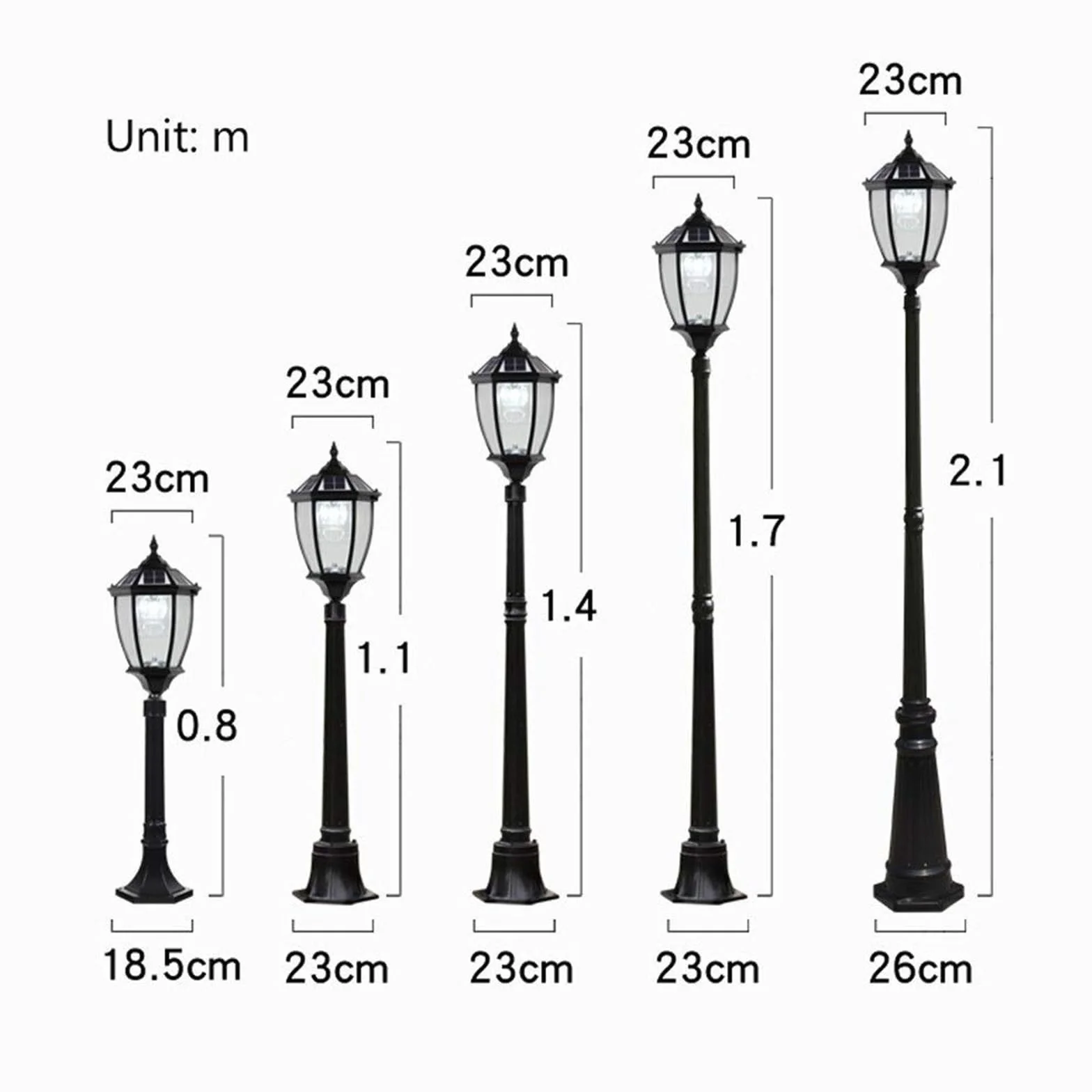 Lampy Zewnętrzne Na Taras, Słupki Oświetleniowe, Wiktoriańskie, Antyczne, Solarne, Wodoodporne, Ogrodowe, Europejskie, Krajobrazowe, Lampa Ścienna, Retro, Wysok(Czarny-1,4M)