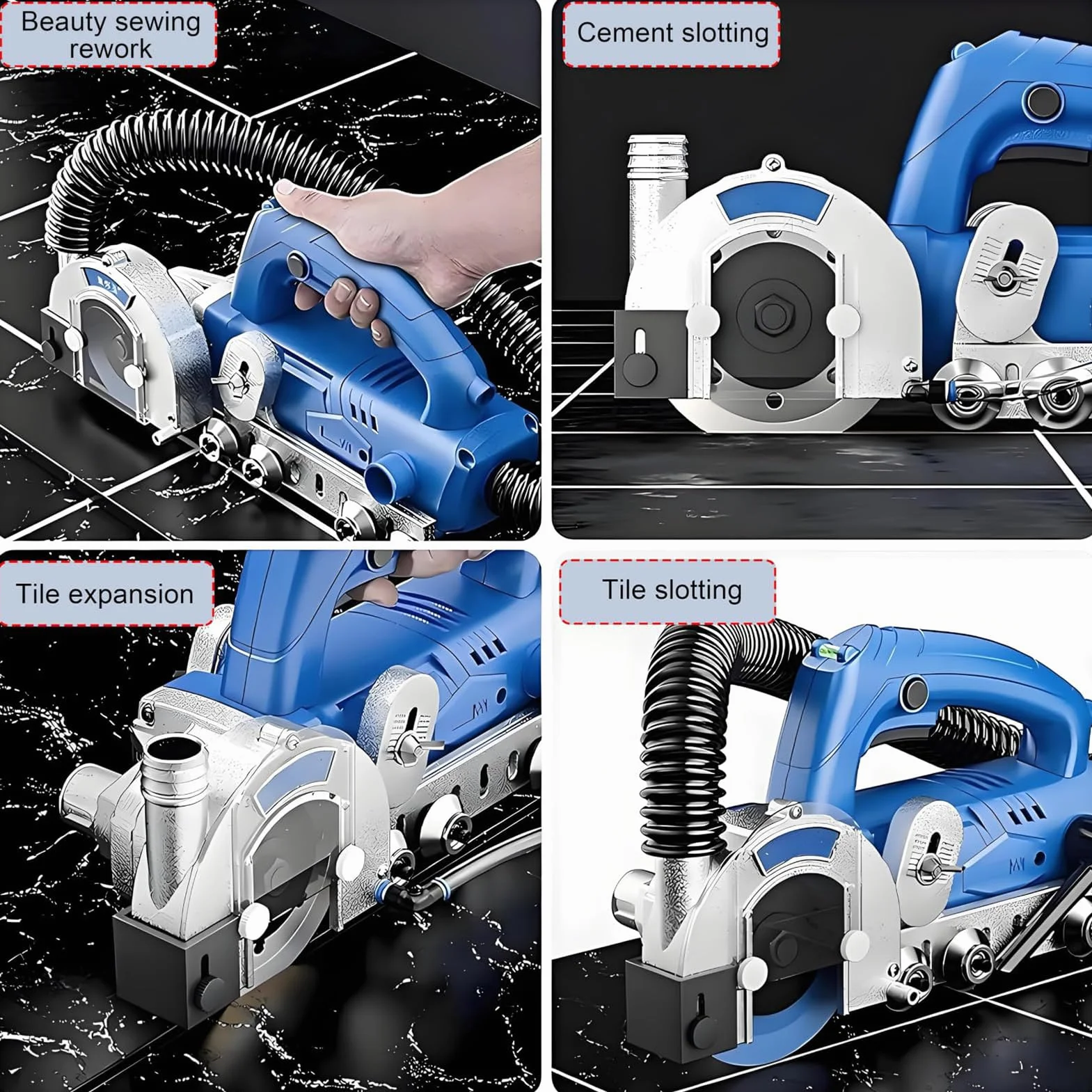 Maszyna do usuwania fugi 1200W/9000 rpm z samoczyszczącym odkurzaniem pyłu,packageB | Renowacja do usuwania starej fugi i cementu w płytkach ceramicznych, ułatwiająca naprawę płytek i ponowne fugowanie, 220v