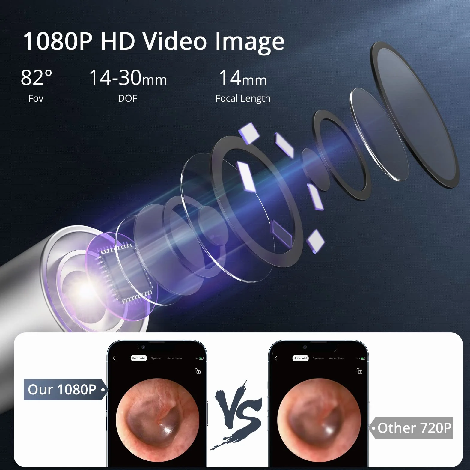 Acekool Wifi urządzenie do usuwania woskowiny usznej, aparat fotograficzny 5 MP HD IP67, ultracienkie, wodoszczelne lusterko do uszu, 3,5 mm, endoskop z 6 diodami LED do iPhone'a, iPada i smartfonów z