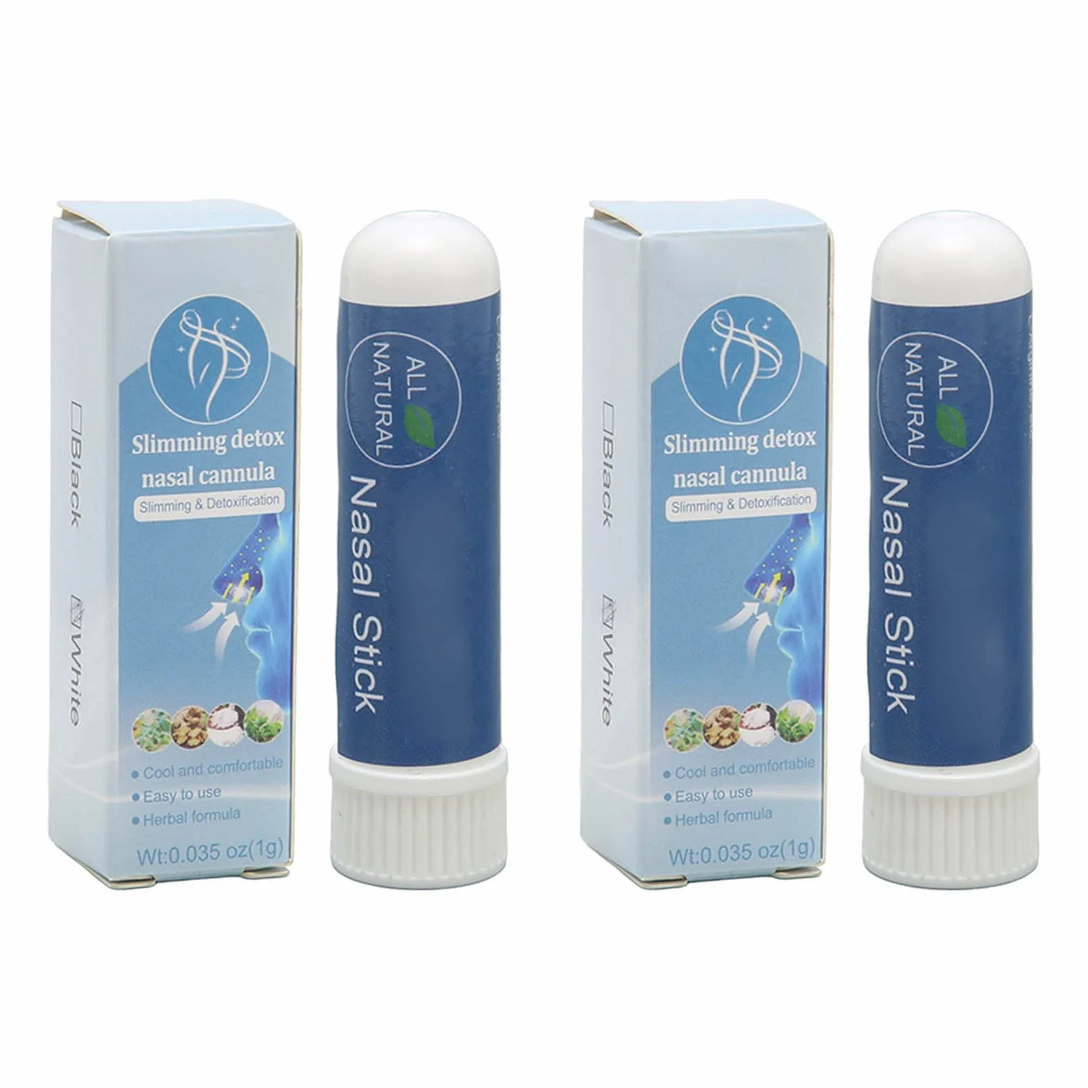 Nose Stick 2 Pack 1G Inhalatory do Nosa Odświeżanie Łagodzi Przekrwienie Wyszczuplanie Ciała Ziołowy Inhalator do Nosa Pomaga usunąć Przekrwienie Zwiększa ostrość Biały