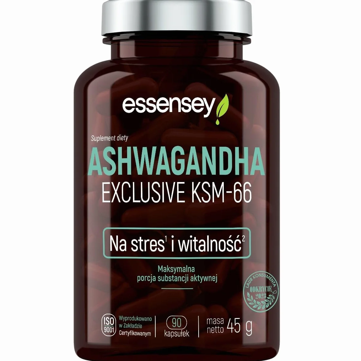 ESSENSEY - ASHWAGANDHA 200mg I 90 kapsułek I Ashwaghanda KSM-66 I 10 mg Vitanolide I Wegetariańskie i bez dodatków I Kapsułka celulozowa
