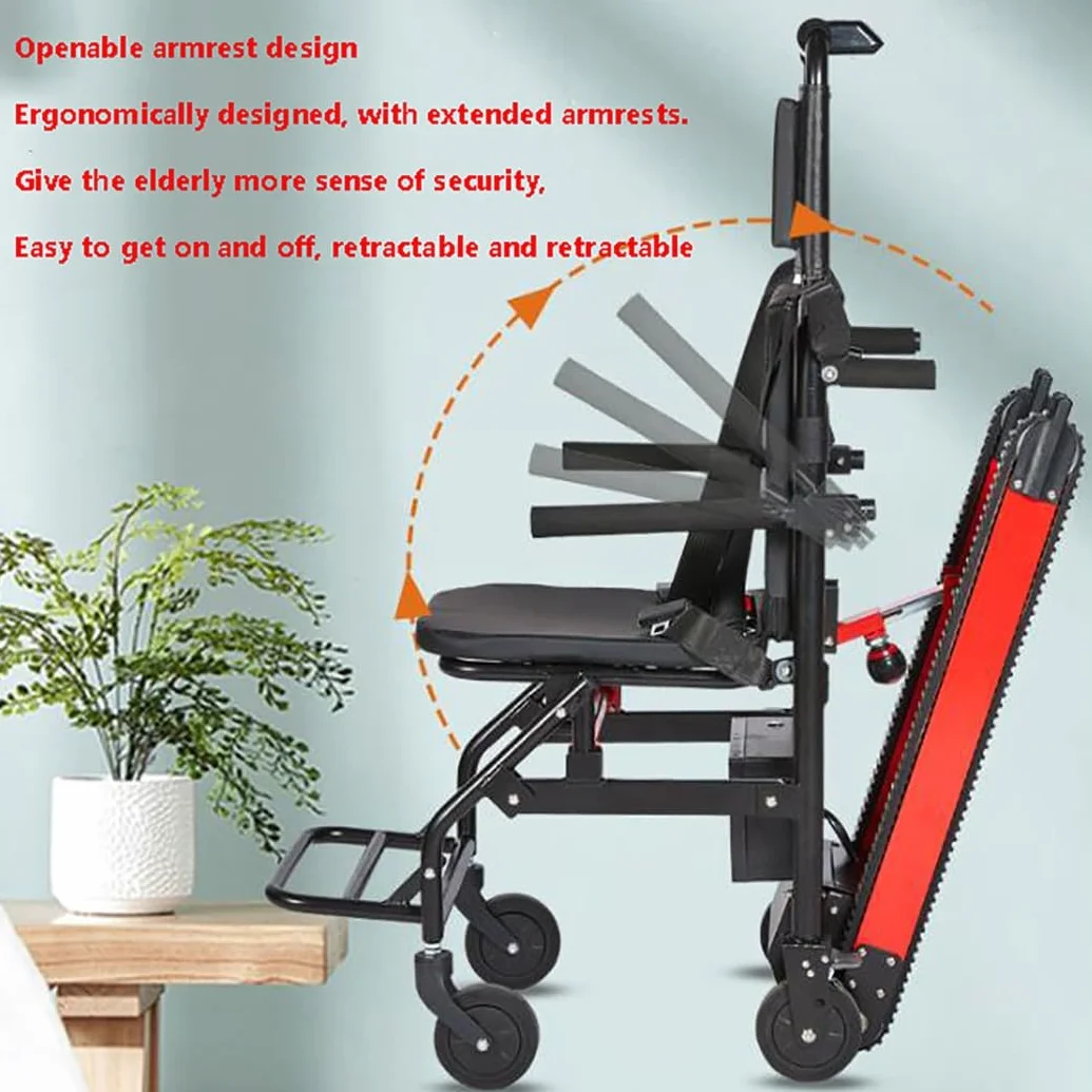 WOLWES Elektryczny wózek inwalidzki z podnośniką do schodów, wózek inwalidzki, aluminium, all-terrain, kolor czerwony, 19 kg, 165 kg obciążenia, 5-calowe koła Mag, elektryczno-mechaniczny hamulec