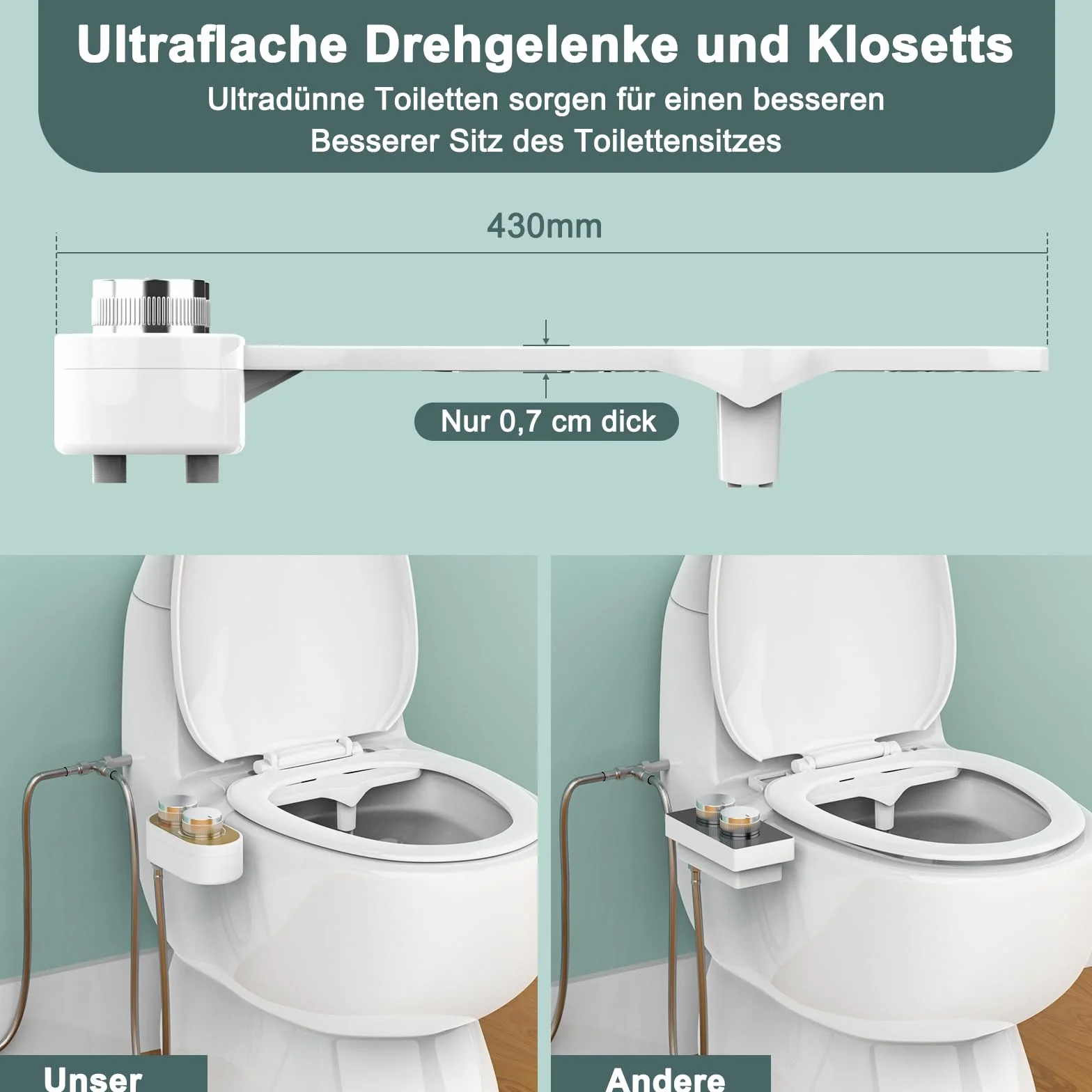 Nakładka bidetowa do toalety z wysuwanymi samoczyszczącymi się podwójnymi dyszami, regulowane ciśnienie wody, czyszczenie tylne, higieniczny bidet z regulowaną ciepłą wodą, nakładka do WC Taharet