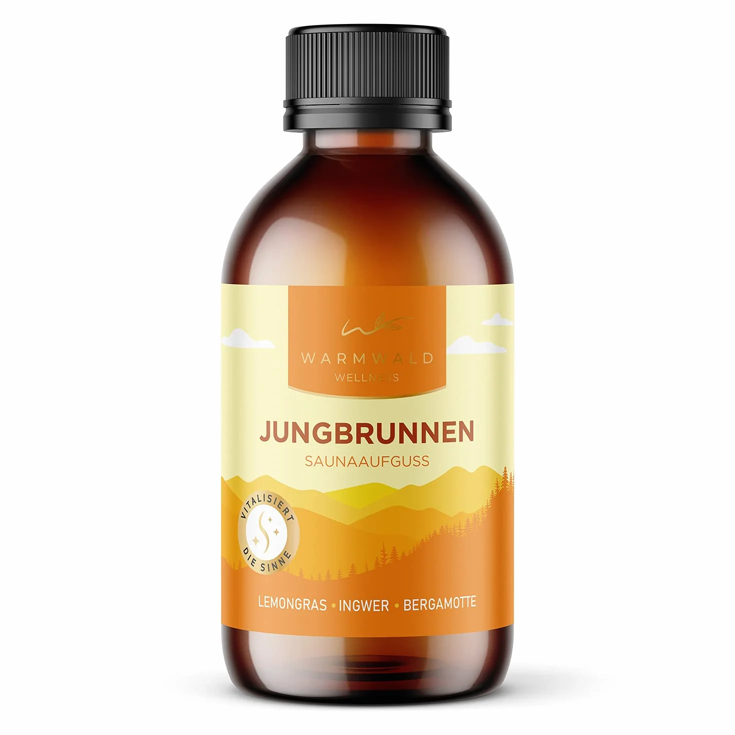 Warmwald Środek do nalewania do sauny, nalewanie do sauny z naturalnymi olejkami eterycznymi, olejek do sauny, zapach trawy cytrynowej, imbirowo-bergamotka (Jungbrunnen 100 ml)