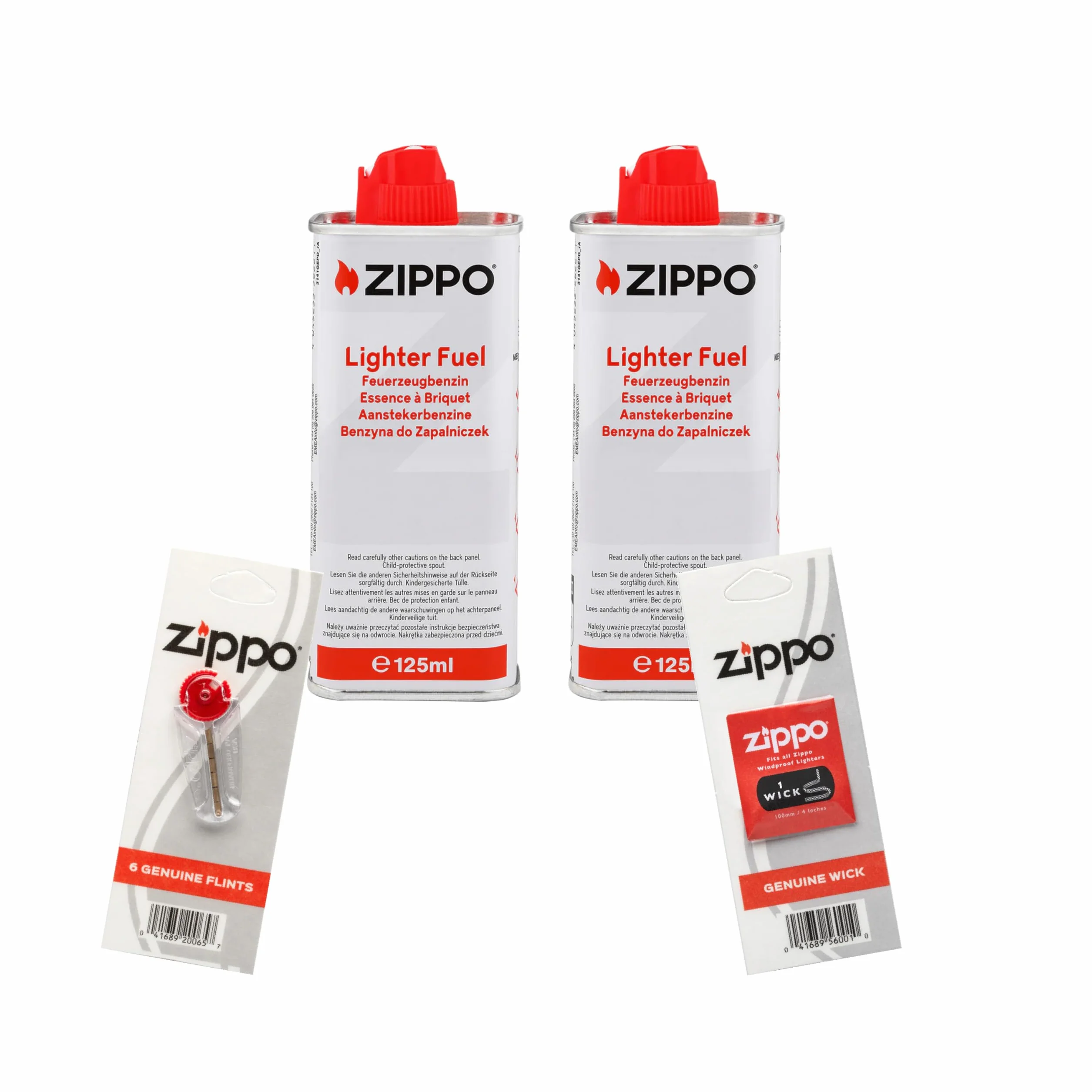 2 x Zippo zapalniczka płynna benzyna benzynowa 125 ml puszka knot + 6 krzemień.