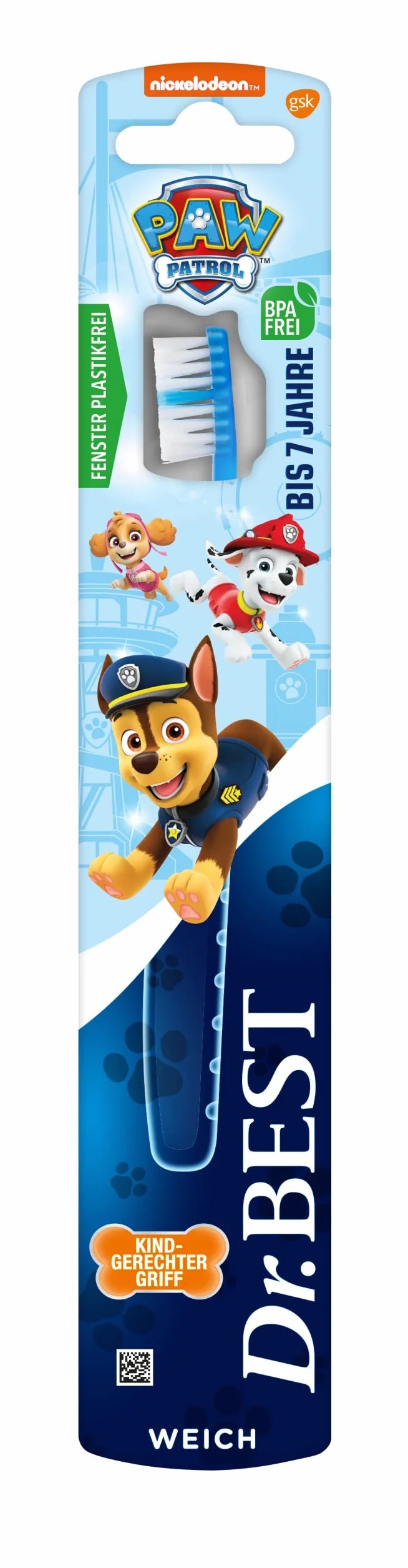 Dr.BEST Paw Patrol Miękka szczoteczka do zębów (1 szt.) Miękkie włosie i uchwyt odpowiedni dla dzieci