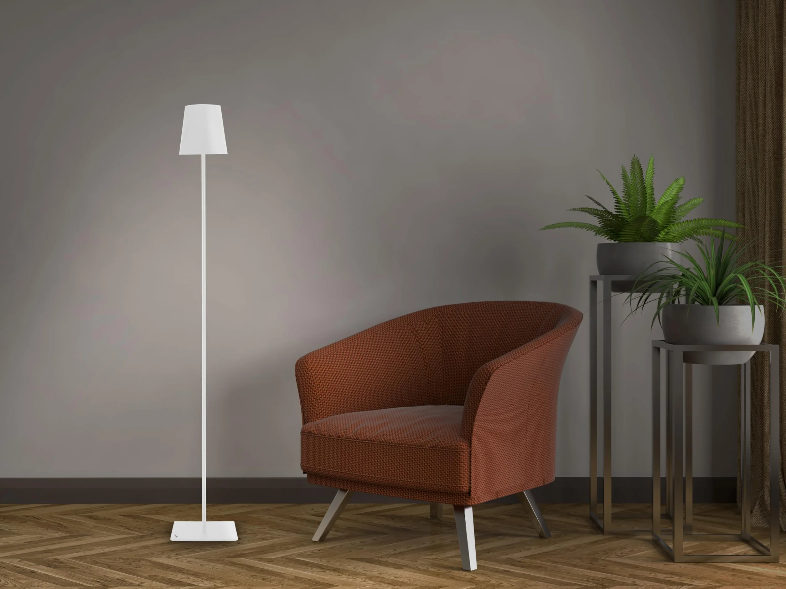 BEPER P201UTP404 XL Lampa Podłogowa z Regulacją Wysokości, Lampa Biurkowa 2.5W, Kabel USB Typu C do Ładowania, 3 Klosze, Biały