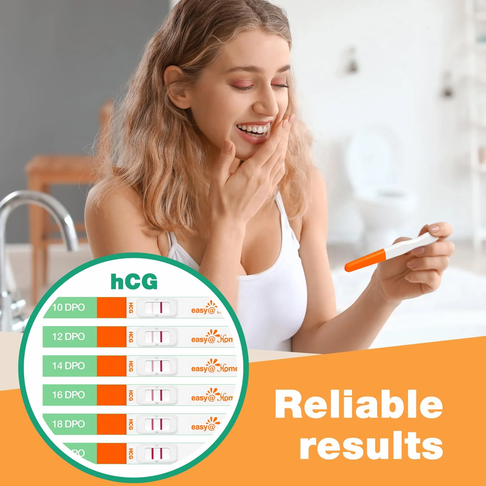 Pałeczki testowe HCG do wczesnego wykrywania: Testy ciążowe Easy@Home 3 HCG 10mIU/mL Dokładne wyniki z francuską inteligentną aplikacją Premom Fertility Tracker | 3 HCG Midstreams