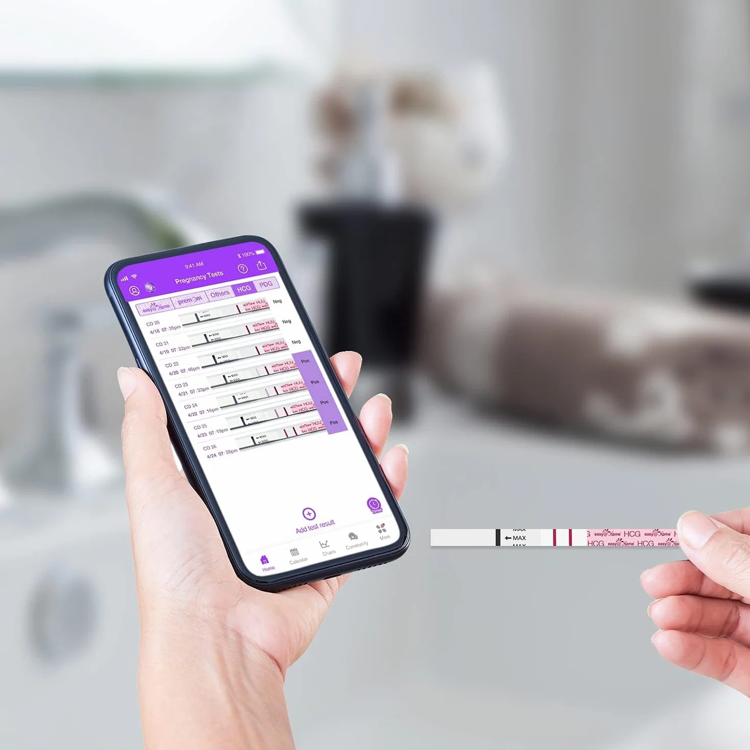 Easy@Home 15 czułych testów na wczesną ciążę: szybki test hCG w moczu 10 mIU/ml z inteligentną aplikacją Premom丨Strip Pregnancy Test.