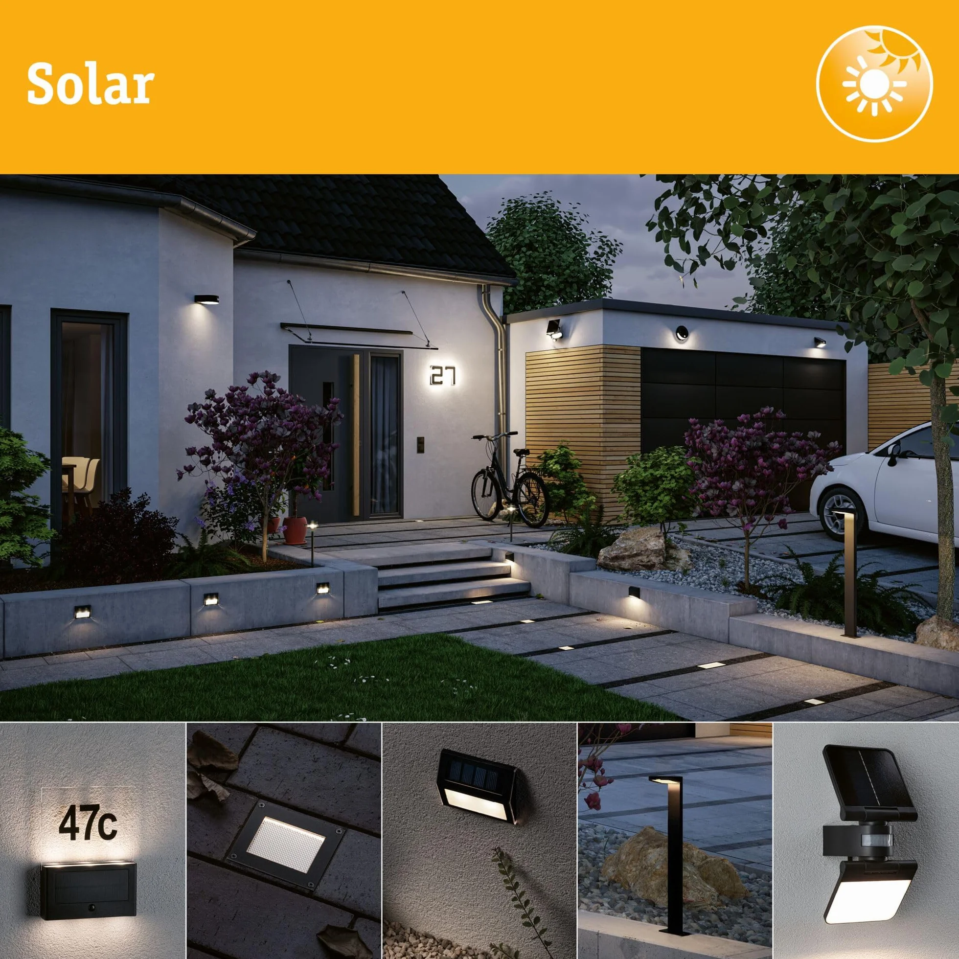 Paulmann 94608 Solarna myjka ścienna LED LeslyTwilight Controlled Motion Detector (IR) IP65Square 113x126mm3000K 5,5W 400lmantracyt plastik