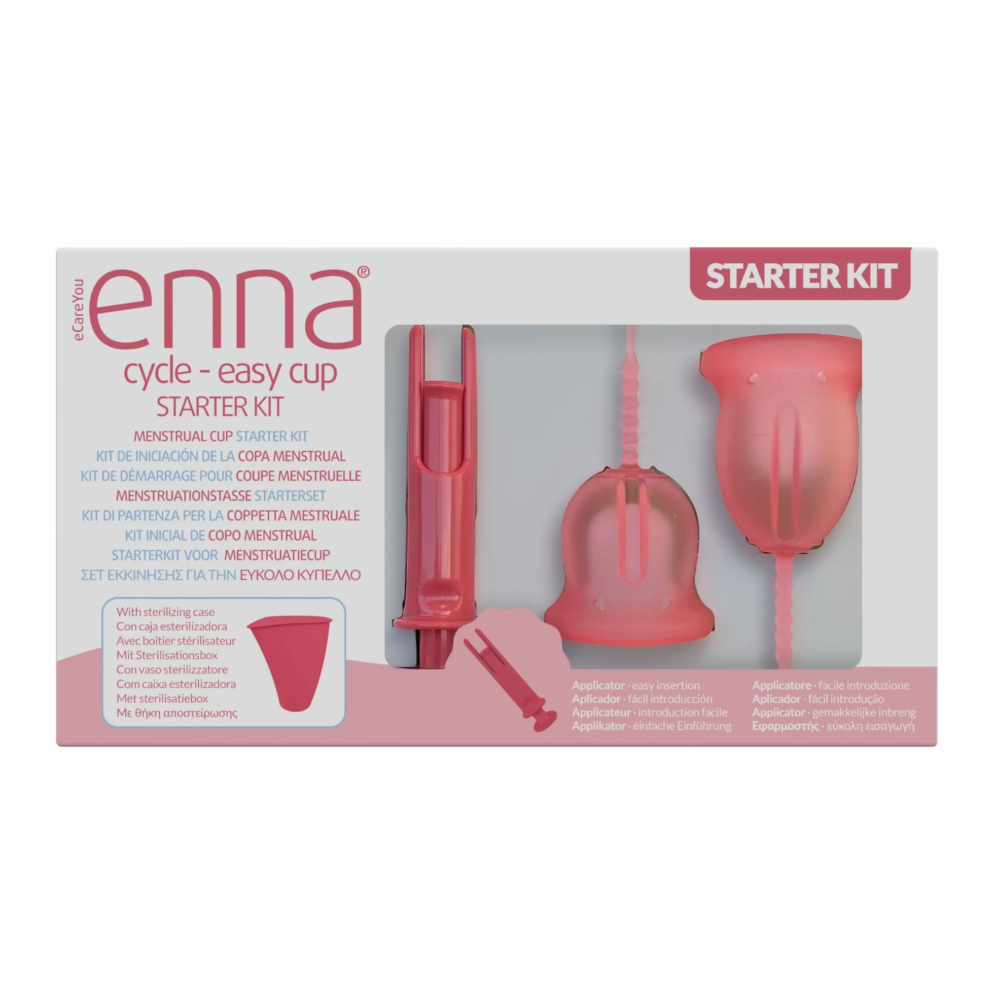 Enna Cycle Starter Set Easy 2 kubki menstruacyjne z aplikatorem i sterylizatorem