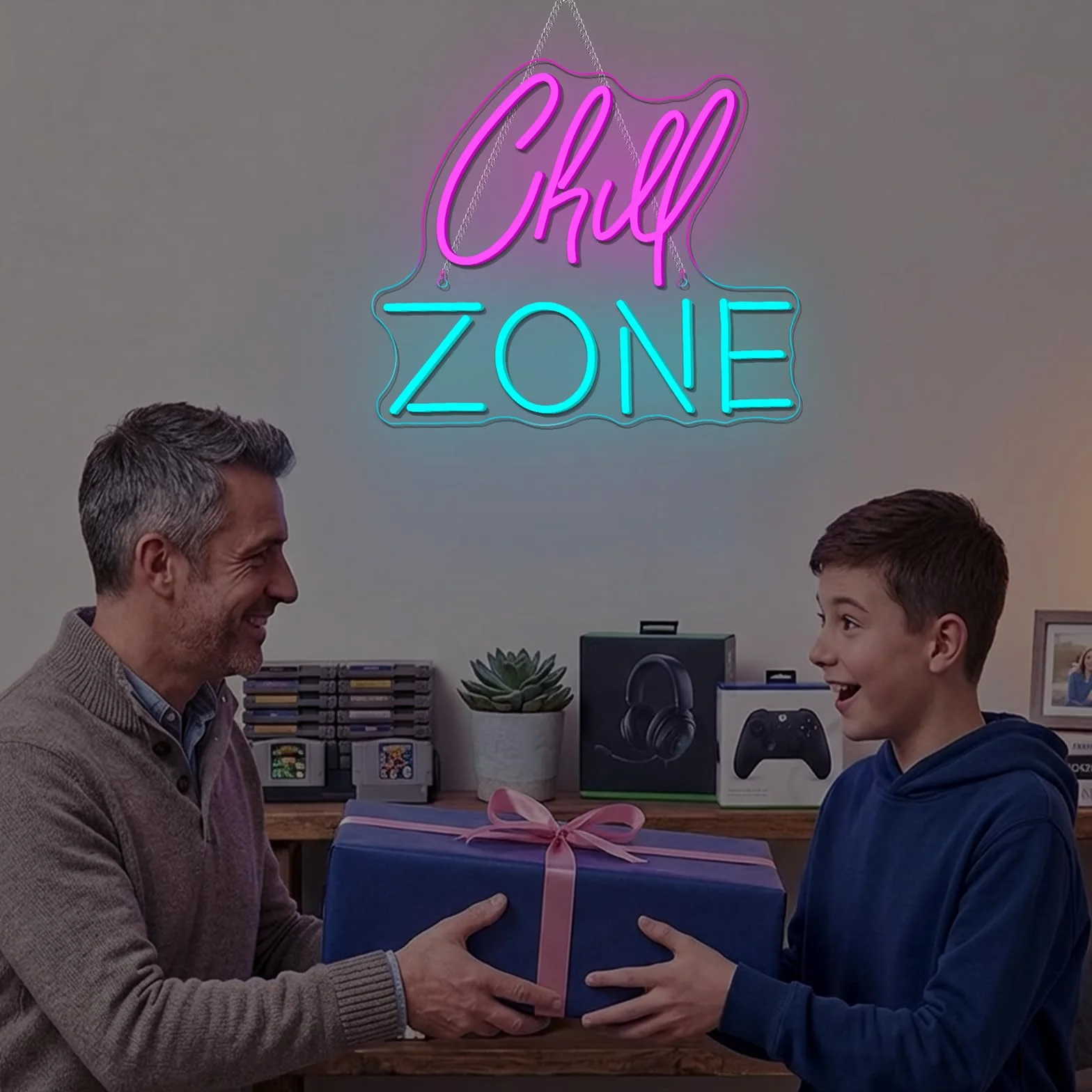 NYXEN Chill Zone nowy szyld LED, ściemniana, 39 x 32 cm, świecąca tabliczka na ścianę, do dekoracji sklepowych, kuchni, jadalni, baru domowego, sztuki ściennej, na prezent