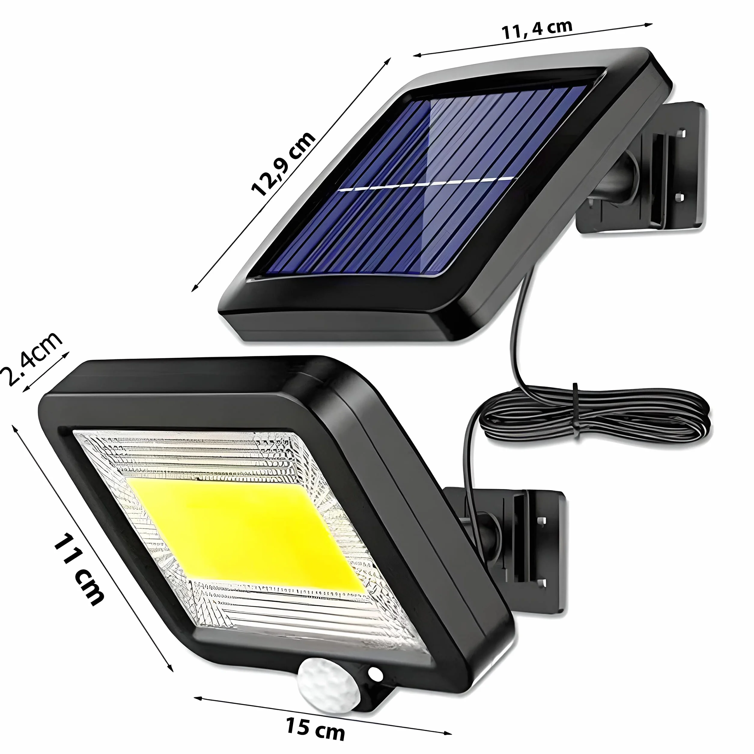Retoo Lampa solarna z czujnikiem ruchu na zewnątrz ze 100 diodami LED wodoodporność IP44 światło słoneczne na zewnątrz kinkiety słoneczne do ogrodu 4000 mAh 1000 lumenów bezpieczne kinkiety
