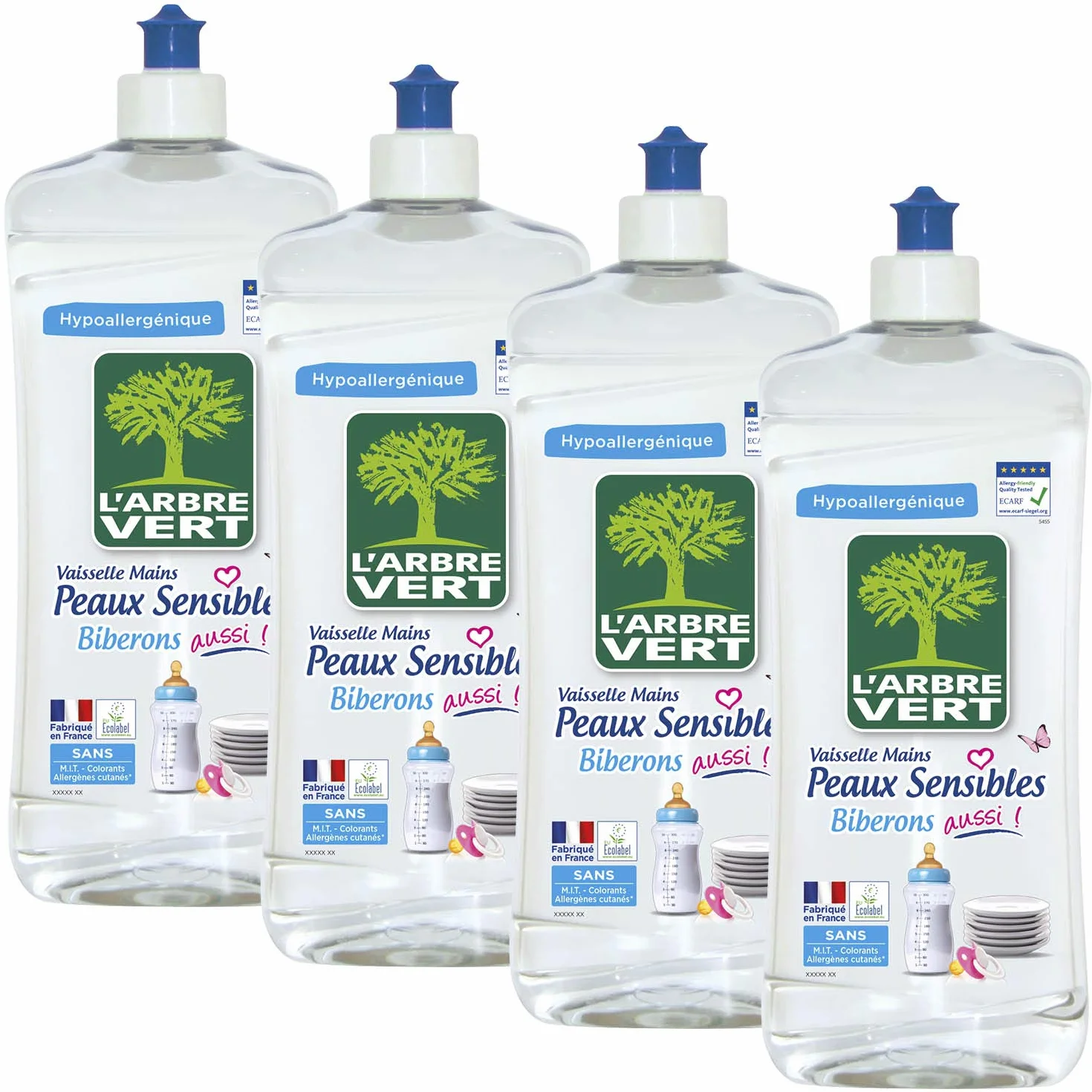 Drzewo zielone 28257 płyn do mycia naczyń, 4 sztuki w opakowaniu (4 x 750 ml)