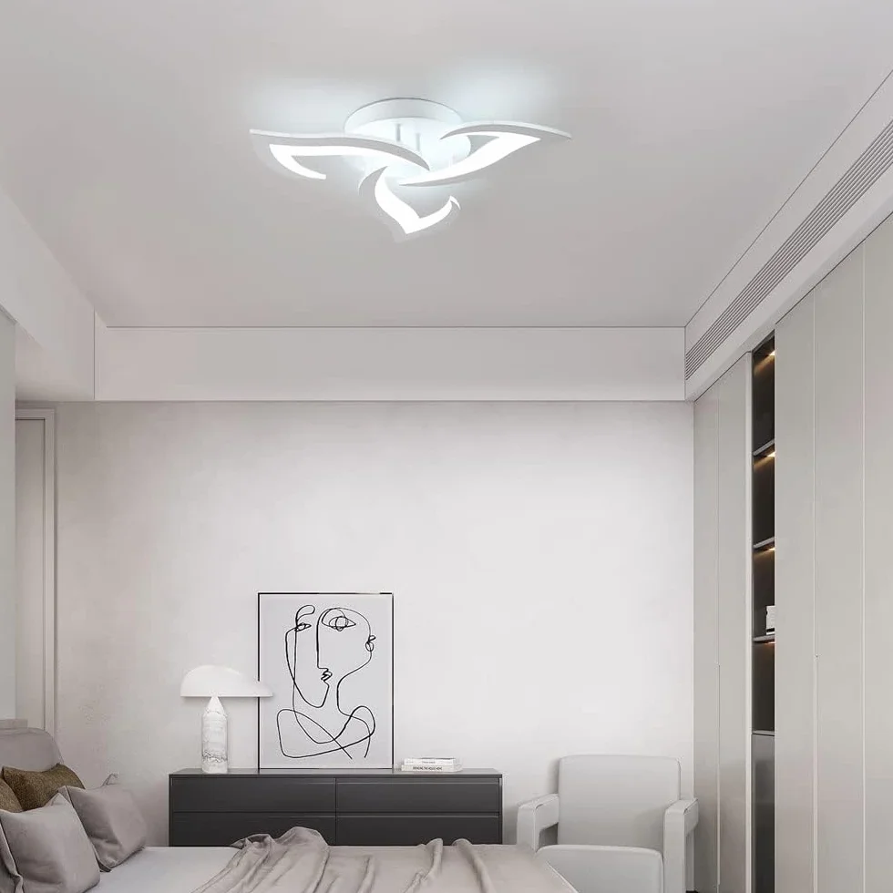 Nowoczesna lampa sufitowa LED, 36 W, 3300 lm, biała, kreatywna konstrukcja, 6500 K, zimna biel, akrylowa lampa sufitowa do sypialni, salonu, jadalni, kuchni, korytarza