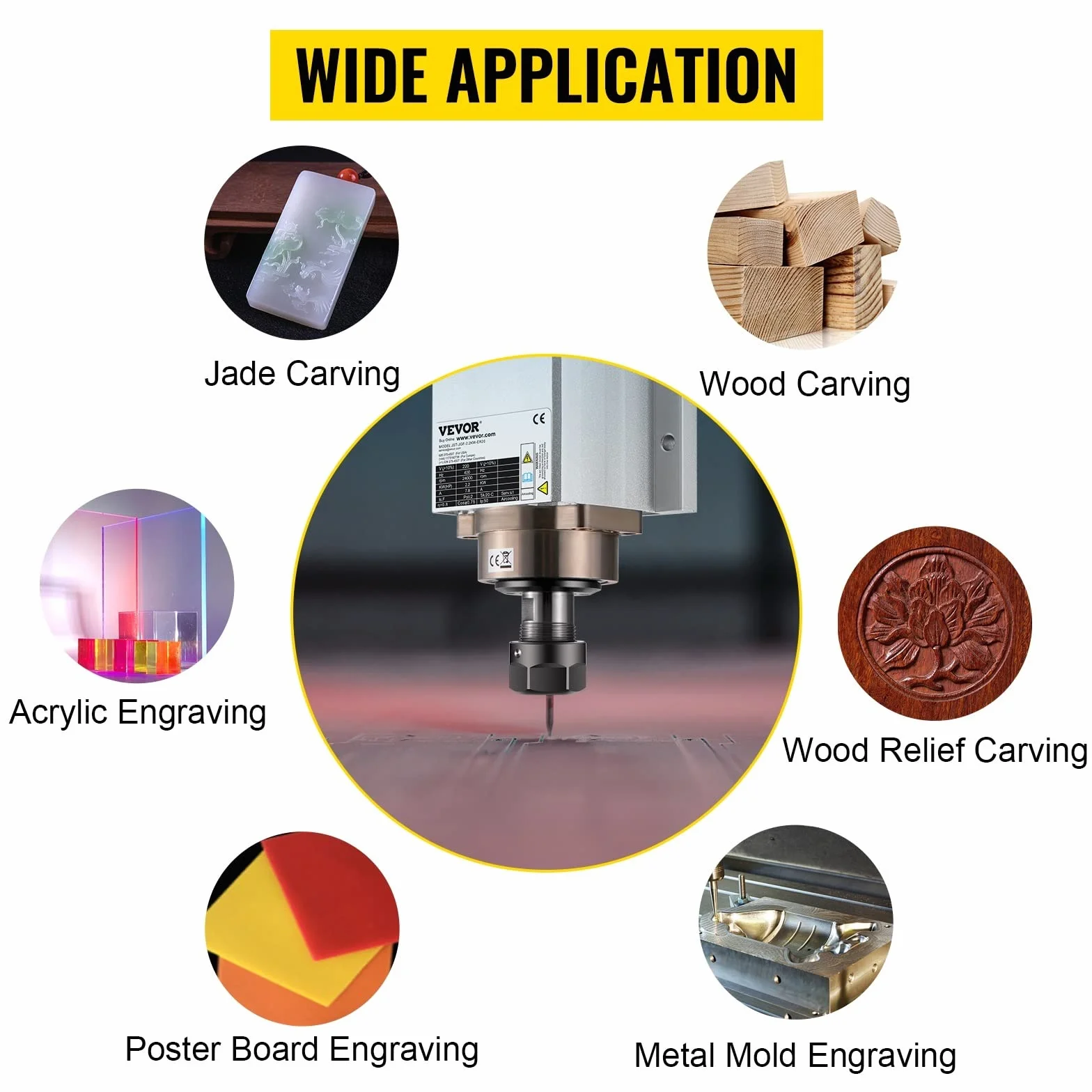 2.2KW CNC kwadratowy chłodzony powietrzem silnik wrzeciona ER20 Collet 4 łożyska przetwornica częstotliwości Router frezarka grawerująca