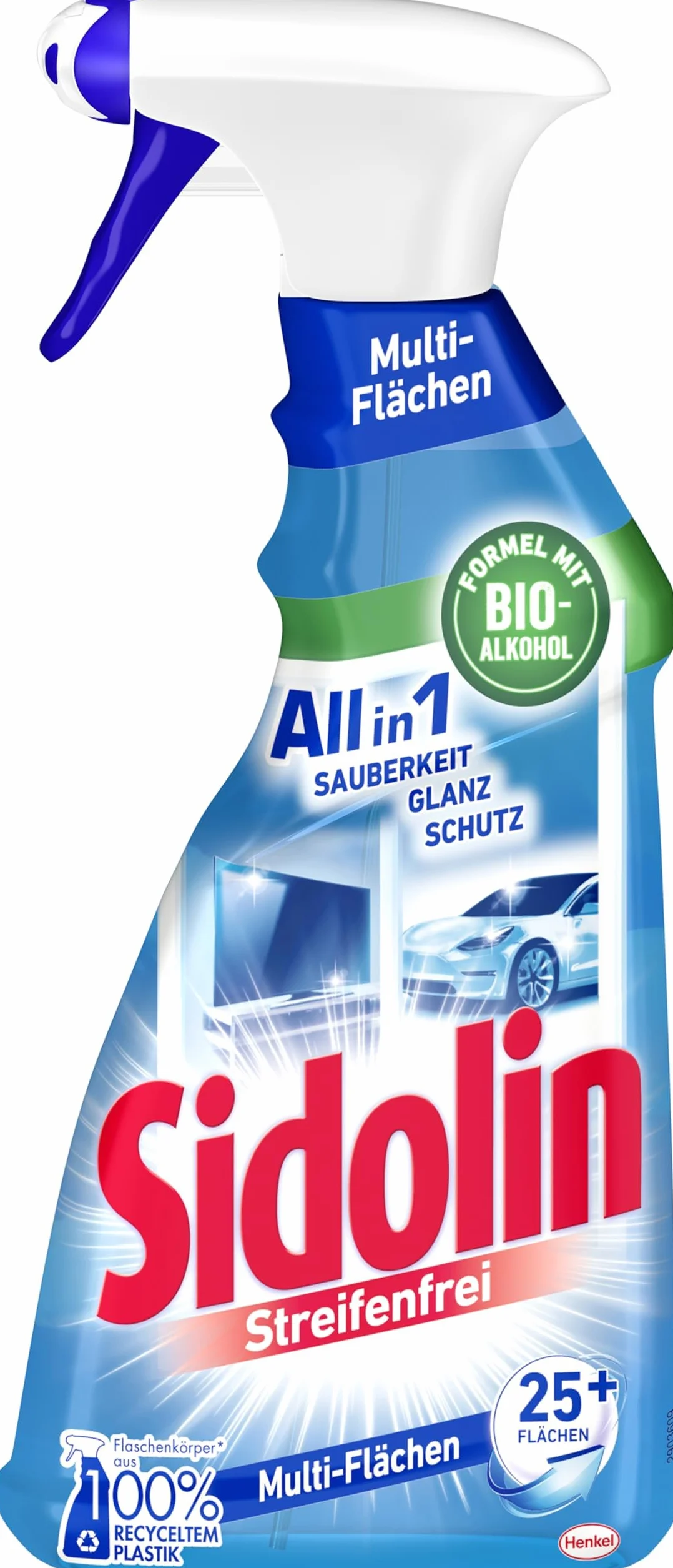 Sidolin Środek do czyszczenia powierzchni, butelka z rozpylaczem, zapewnia połysk na ponad 25 powierzchniach z technologią płynnego szkła, 500 ml (1 opakowanie)
