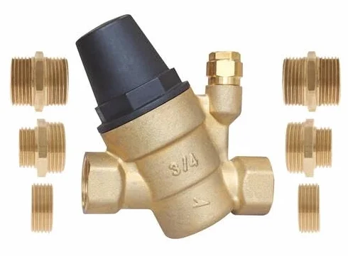 SOMATHERM FOR YOU - Regulator Ciśnienia z Membraną Regulowany - Kompaktowy i Łatwy w Montażu - FF3/4" z Multi-Złączkami - Regulowane Ciśnienie Wyjściowe 1 do 5 Bar - Żółty