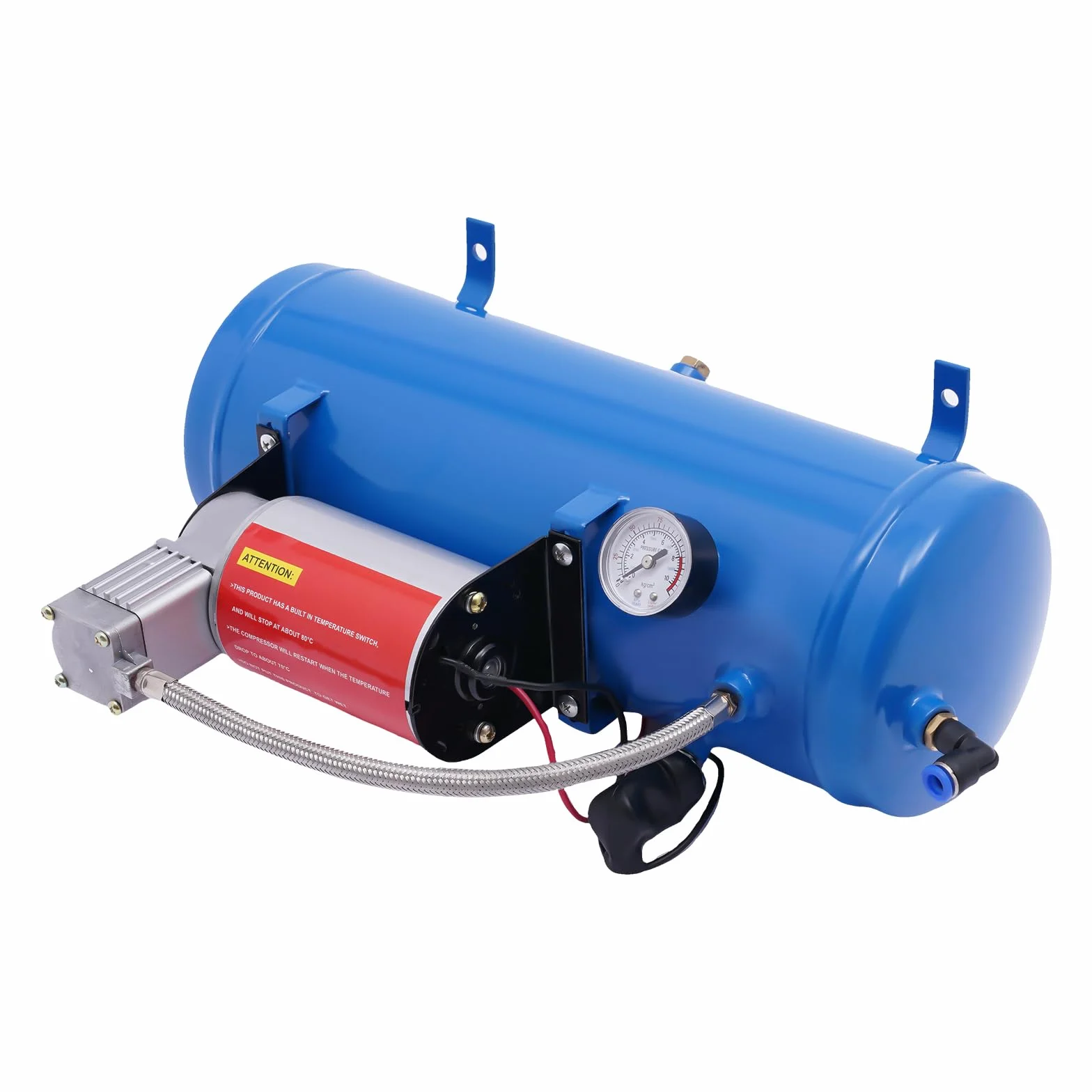 Sprężarka powietrza 12 V 150 PSI 6 l, kompresor powietrza, zbiornik z wężem 3,8 m, sprężarka powietrza do klaksonów, opon samochodowych, silników samochodowych
