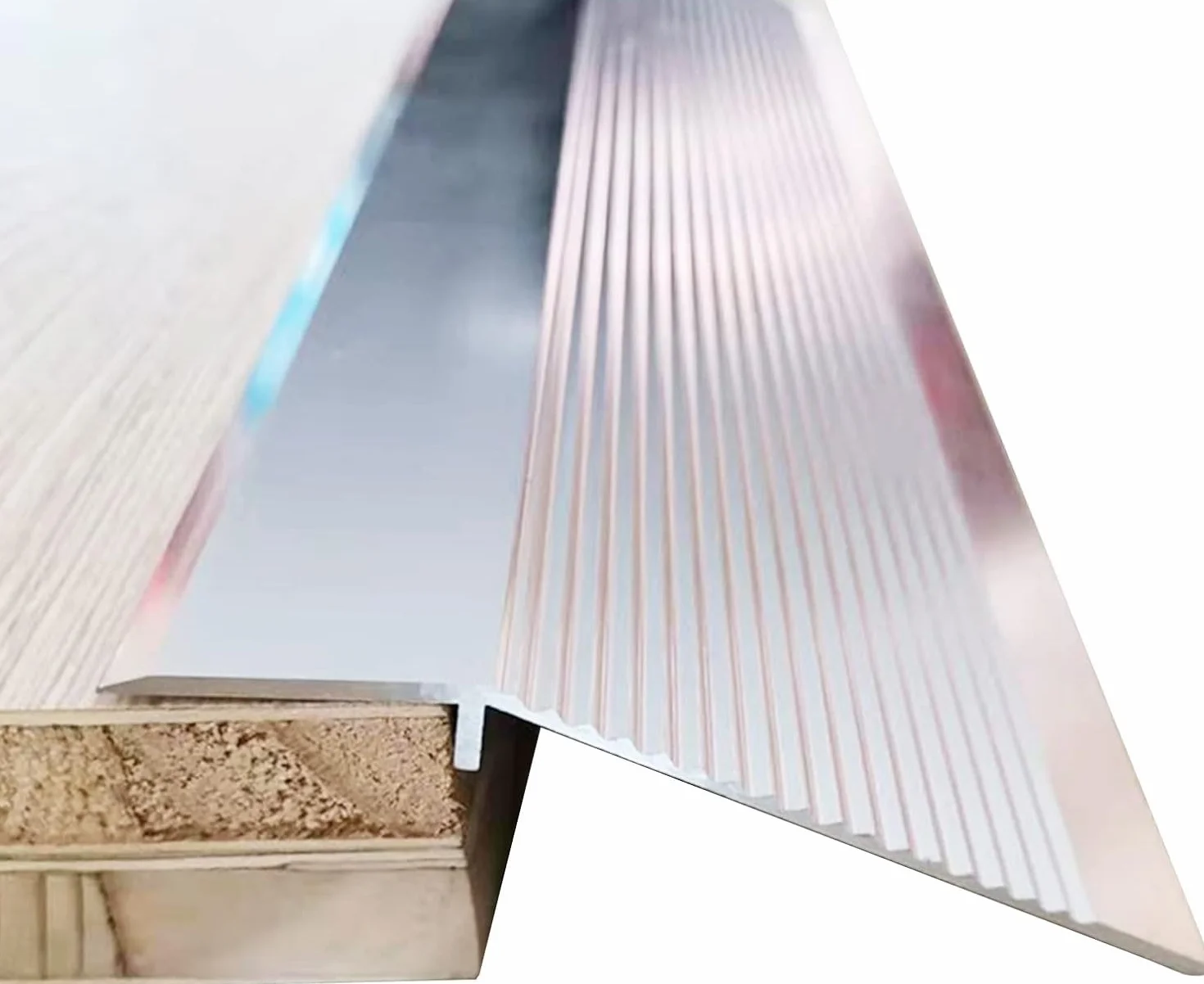 Próg listwy przejściowej ze stopu aluminium do drzwi, listwa wykończeniowa do wykładziny dywanowej i laminatu, płynne przejście (Silver)