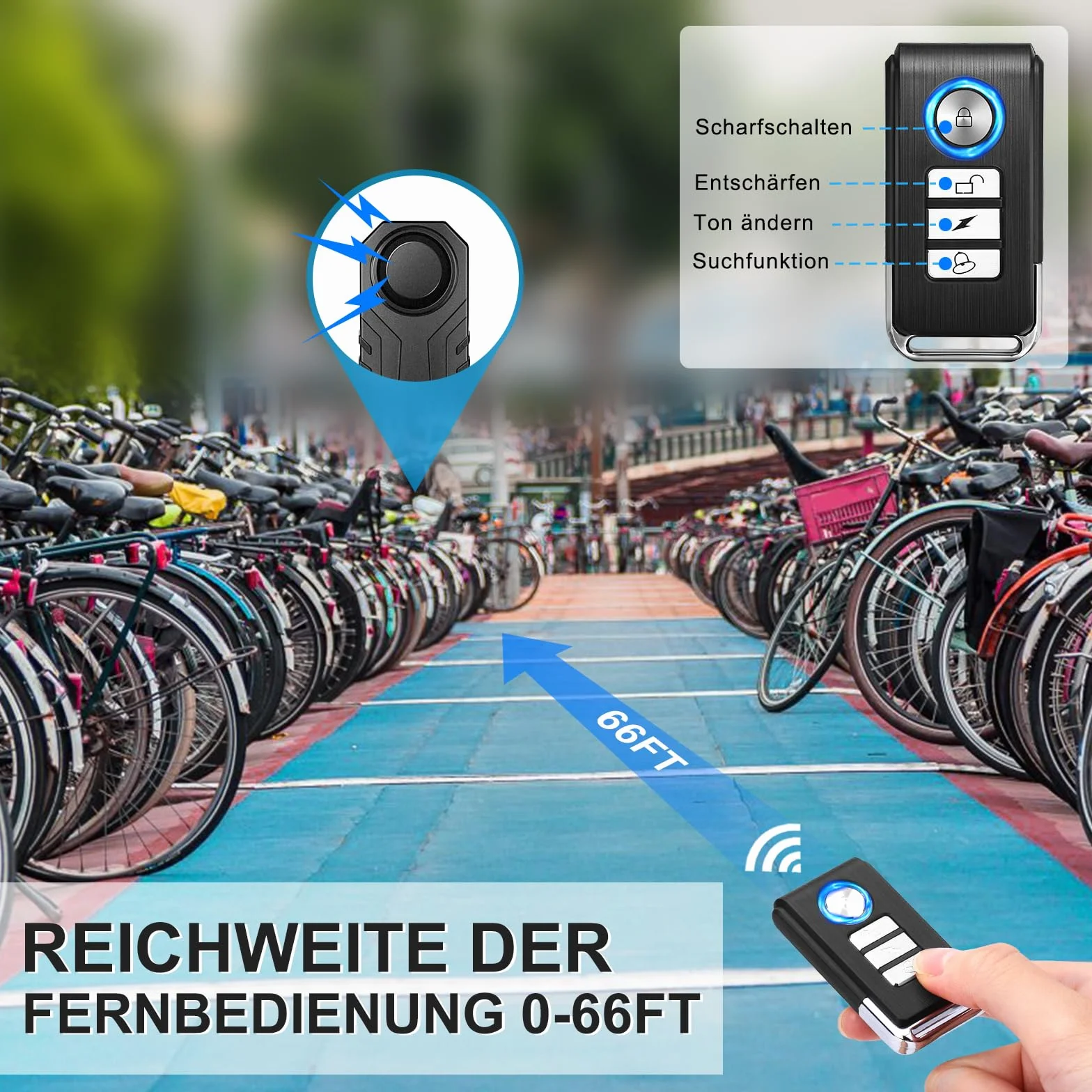 Alarm rowerowy, zabezpieczenie przed kradzieżą 113 dB, z pilotem zdalnego sterowania, czujnik wibracji, wodoszczelny, do motocykli, skuterów, rowerów, drzwi