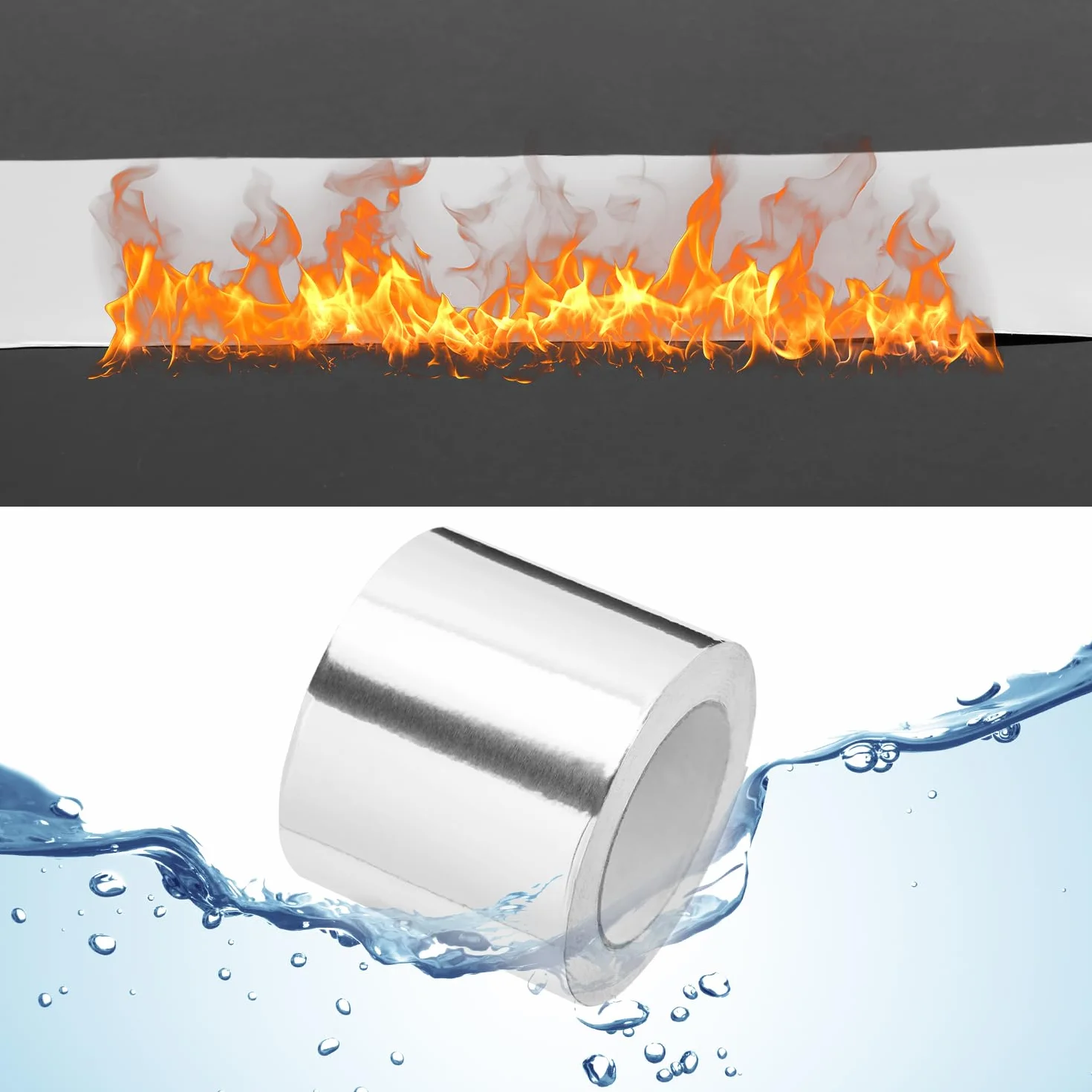 QWORK® 100 mm x 50 m szeroka taśma aluminiowa - odporna na ciepło i wodoodporna taśma uszczelniająca - do uszczelniania, naprawy i izolacji
