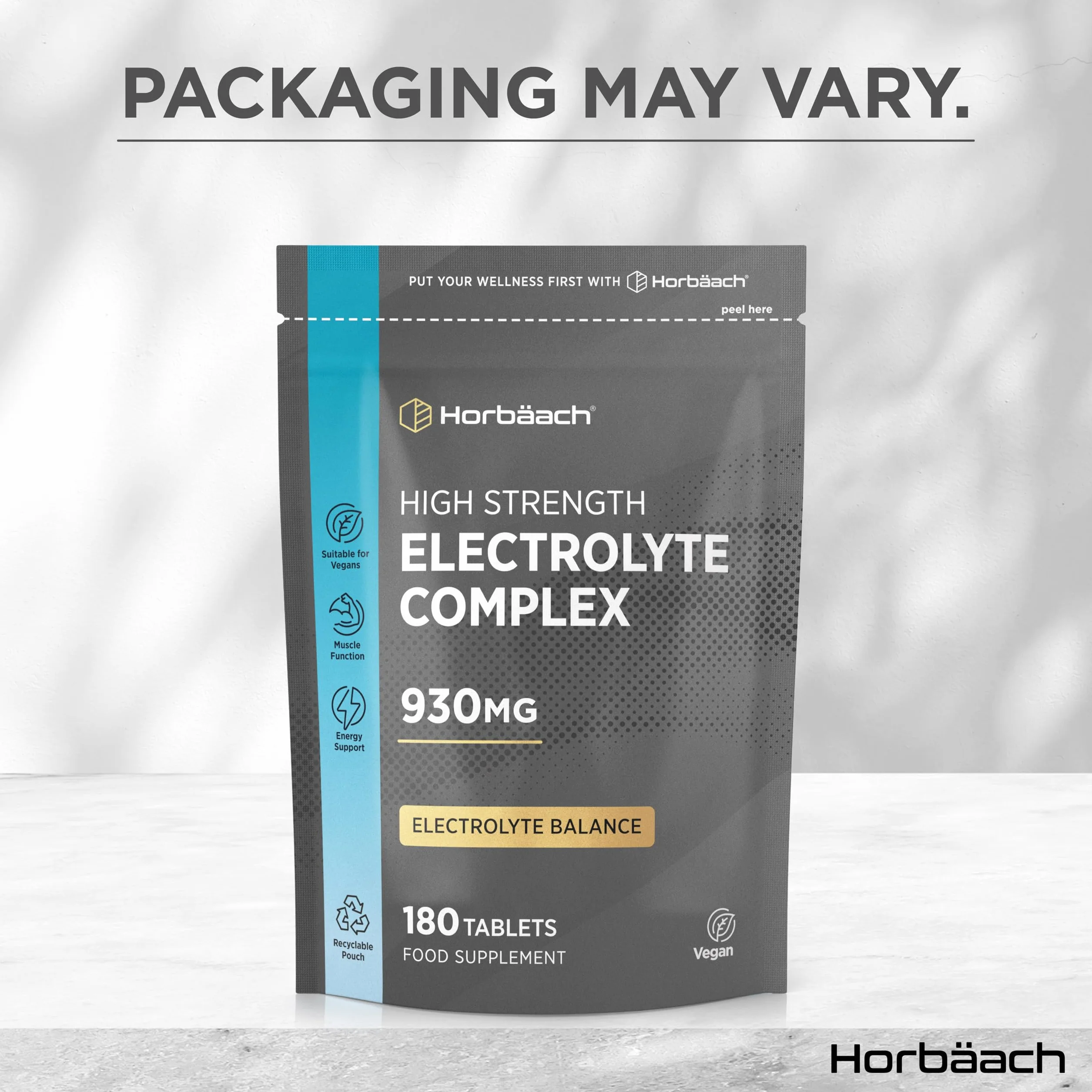 Tabletki elektrolitowe 1575 mg Horbaach 240 wegańskich tabletek z potasem chlorkiem wapniem magnezem sodem