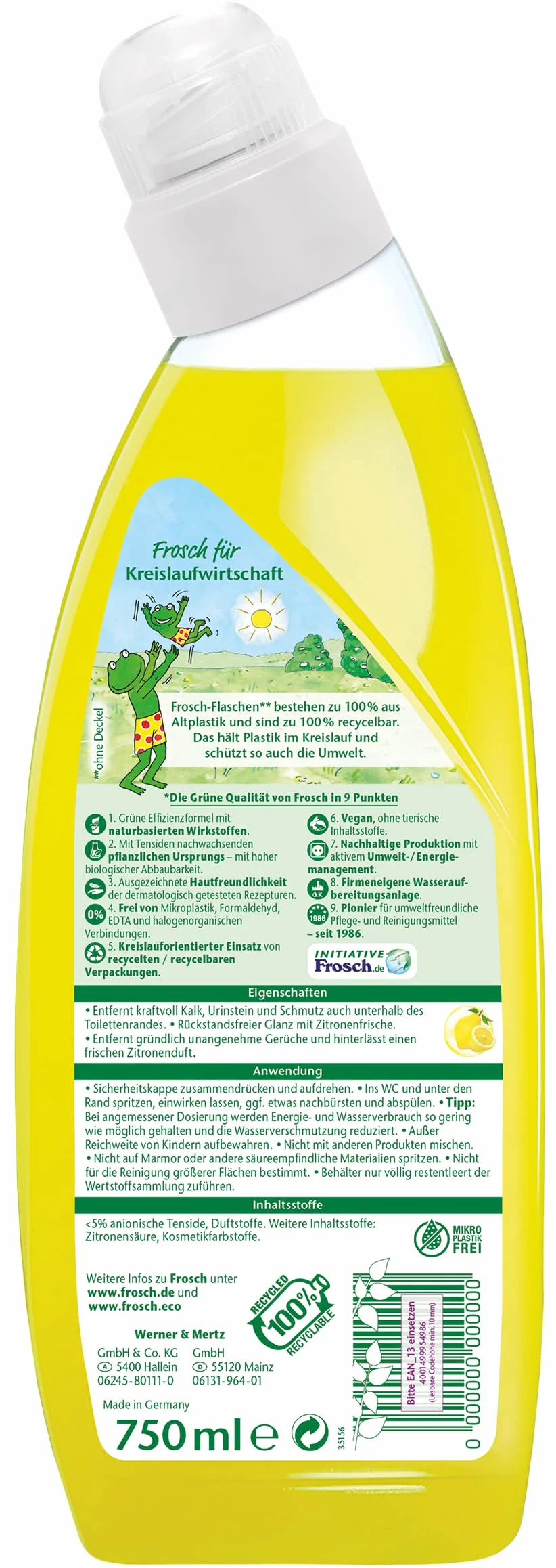 Frosch Środek do czyszczenia WC cytryna, 0,75 l