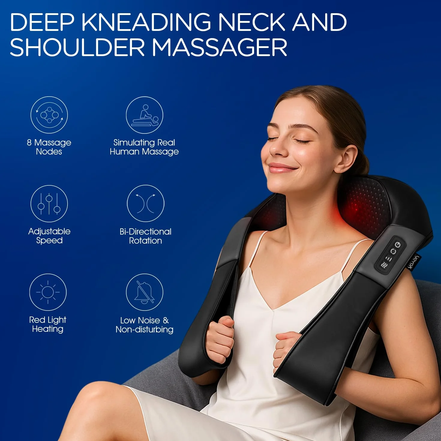 VOYOR Shiatsu Neck and Shoulder Massager with Heat, 4D Kneading, Full Body Muscle Pain Relief PJ100