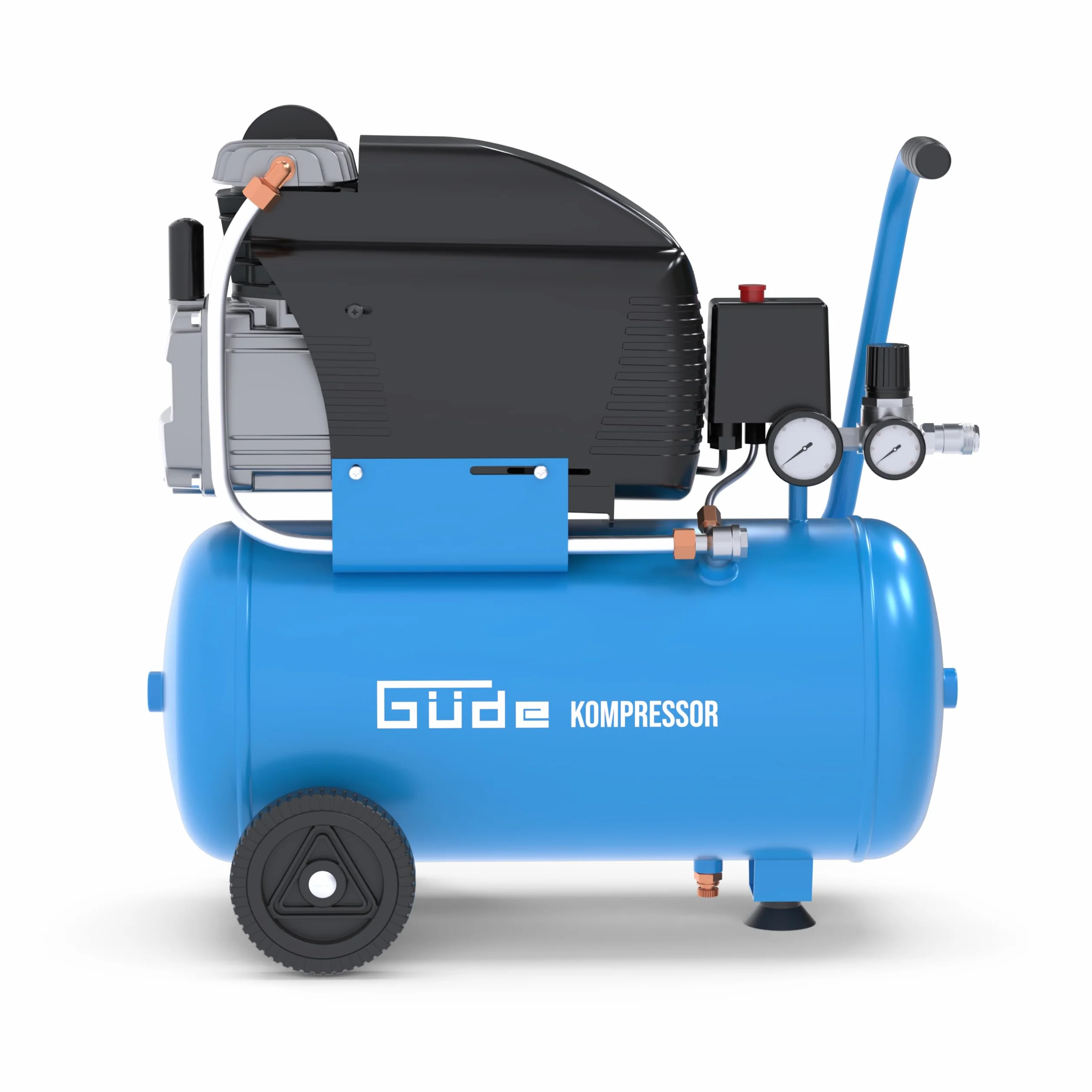 Güde Sprężarka 231/10/24 (smarowana olejem, maks. 10 bar, 1500 W, kocioł 24 l, moc ssania 206 l/min, reduktor ciśnienia, 2 x manometr, zawór bezpieczeństwa, śruba spustowa kondensatu, filtr powietrza,
