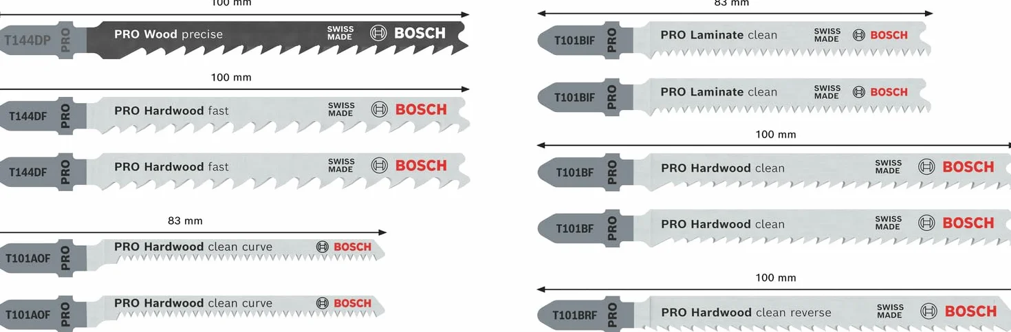 Bosch 10 x PRO zestaw brzeszczotów do wyrzynarki do twardego drewna i laminatów (do twardego drewna, parkietu, długości 83 mm, profesjonalne akcesoria)