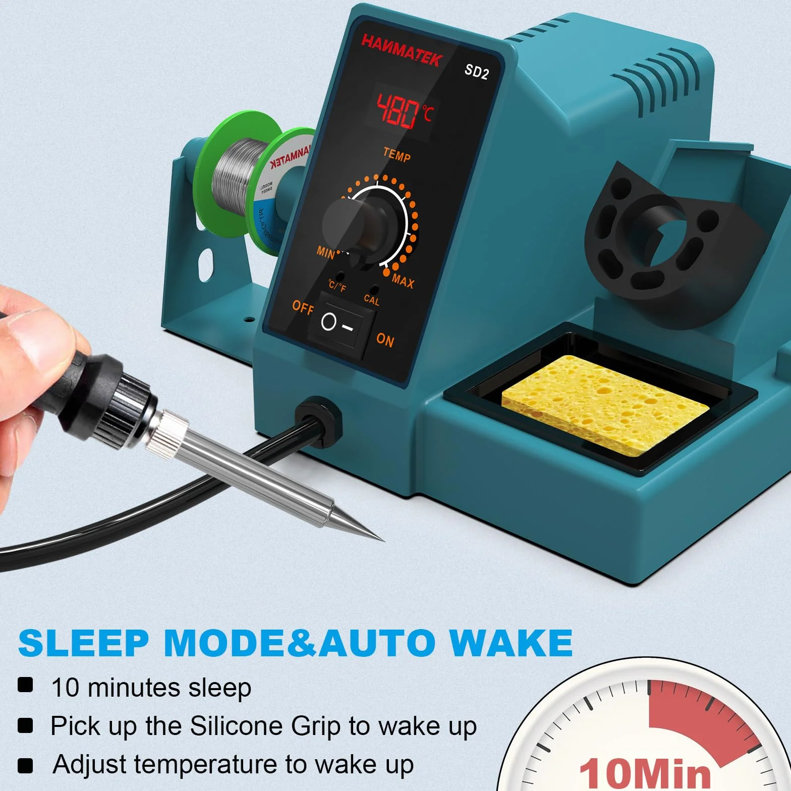 Cyfrowa stacja lutownicza, stacja lutownicza Premium 60W z wyświetlaczem LCD, regulowana stała temperatura 200 ~ 480℃