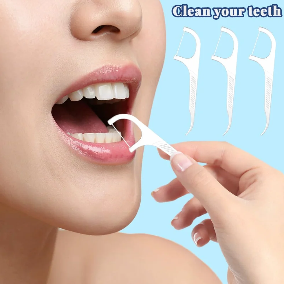 Flintronic 100 szt. nici dentystycznej, przenośna wykałaczka dentystyczna, jednorazowe kostki do nici, kostki do zębów, narzędzie do czyszczenia międzyzębowego, do podróży, domu, biura, restauracji