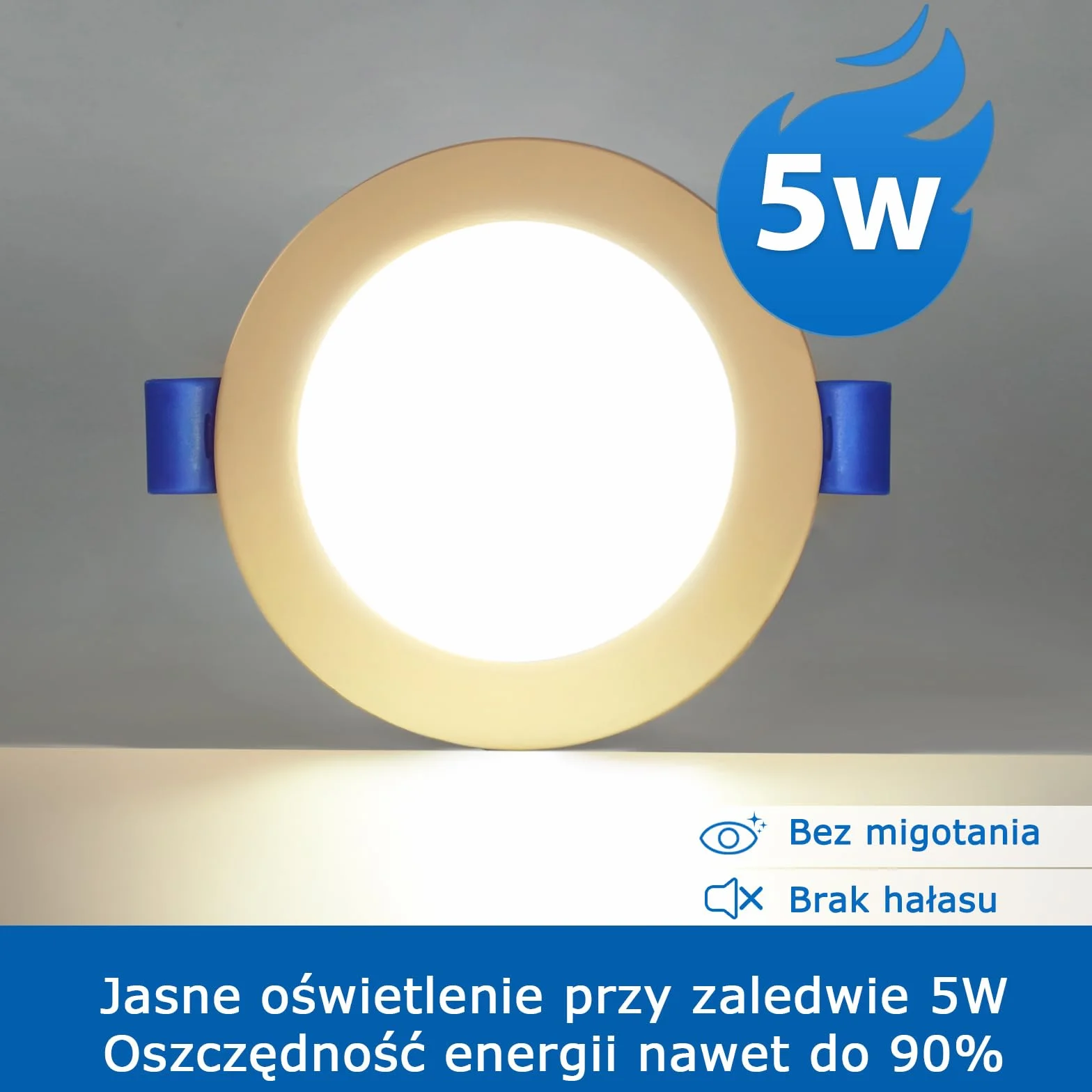Reflektory LED Wpuszczane Sufitowe 4000K IP44 5W 400lm 220-240V Otwór 68mm Zestaw 20 Sztuk