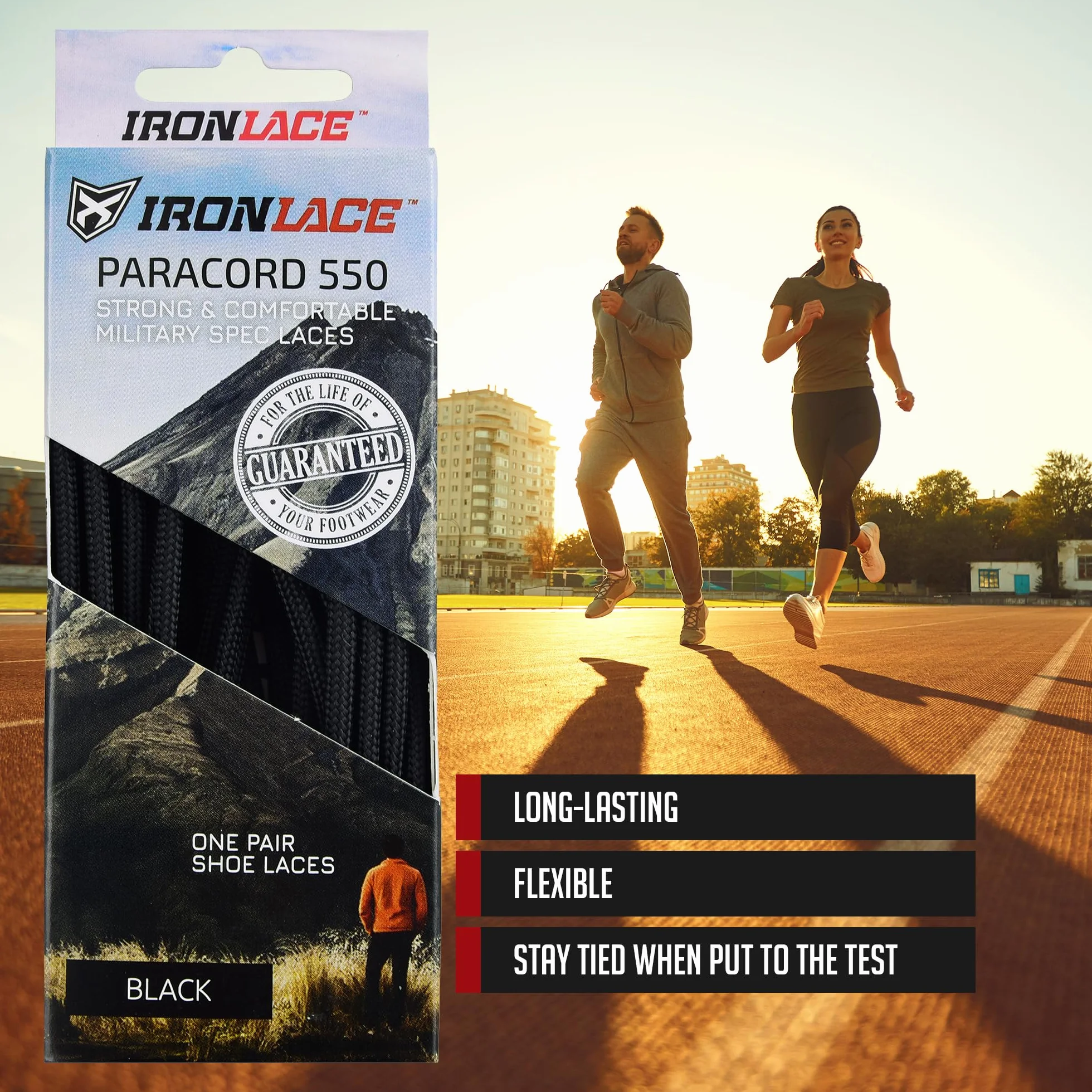 Ironlace Standardowy paracord, Midnight Black, 127 cm