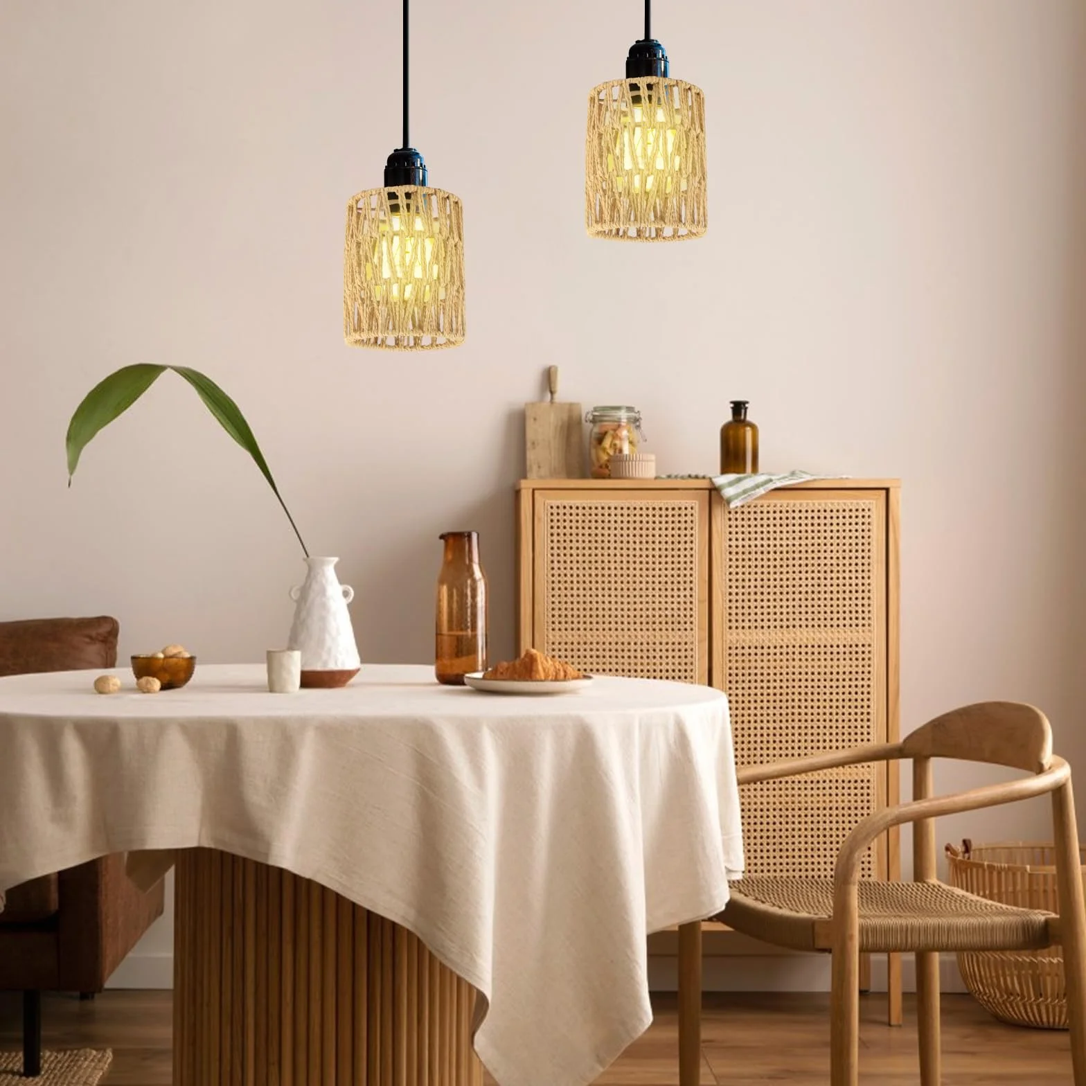RYAN 2 sztuki rattanowy klosz Ø 120 mm klosz lampy w stylu boho klosze lampy do żyrandola lampa sufitowa lampa stołowa lampy