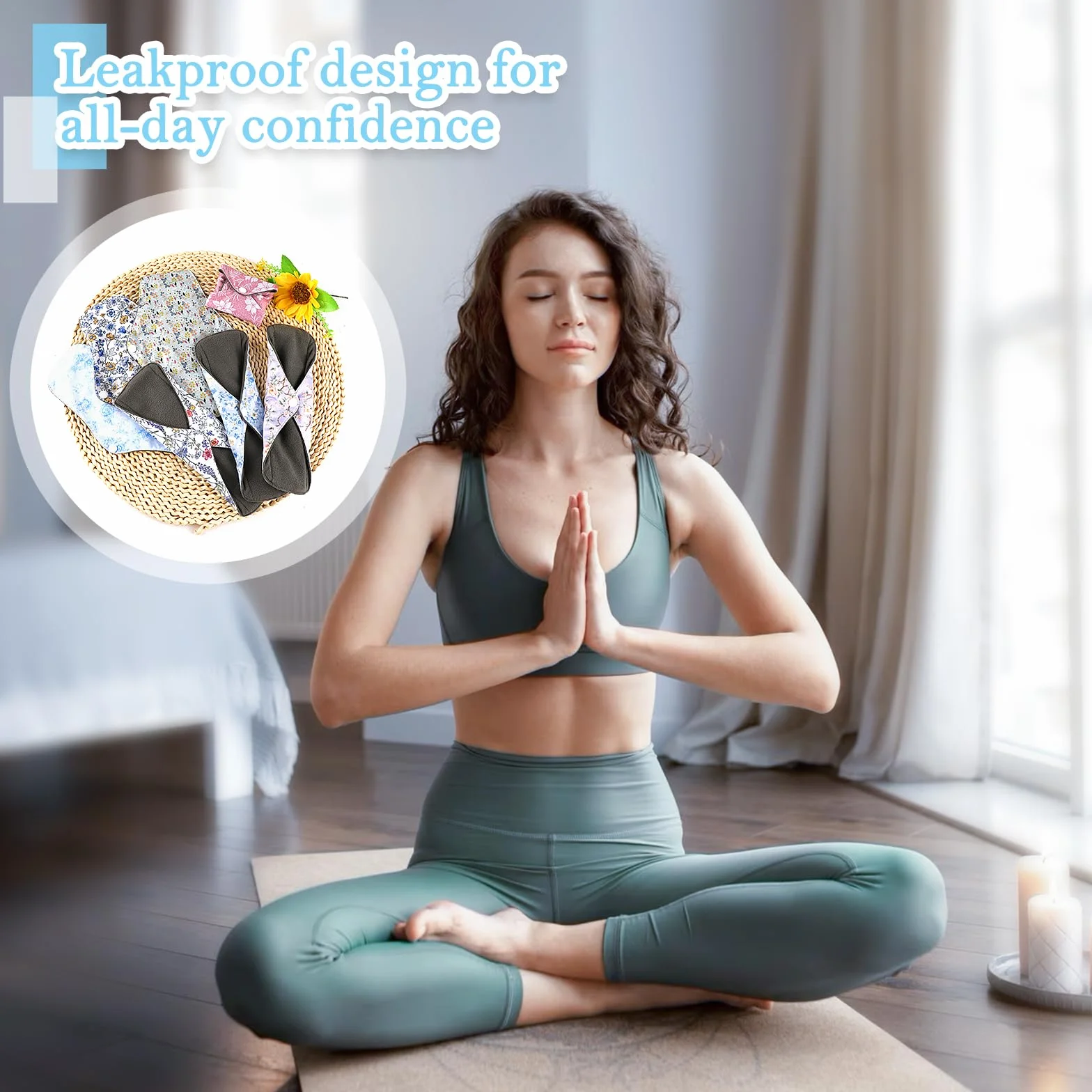 PHOGARY Wkładki menstruacyjne wielokrotnego użytku, wielokrotnego użytku, dla kobiet, zmywalna, na noc, podkładka menstruacyjna, ciężki przepływ, z mokrym workiem, 7 szt