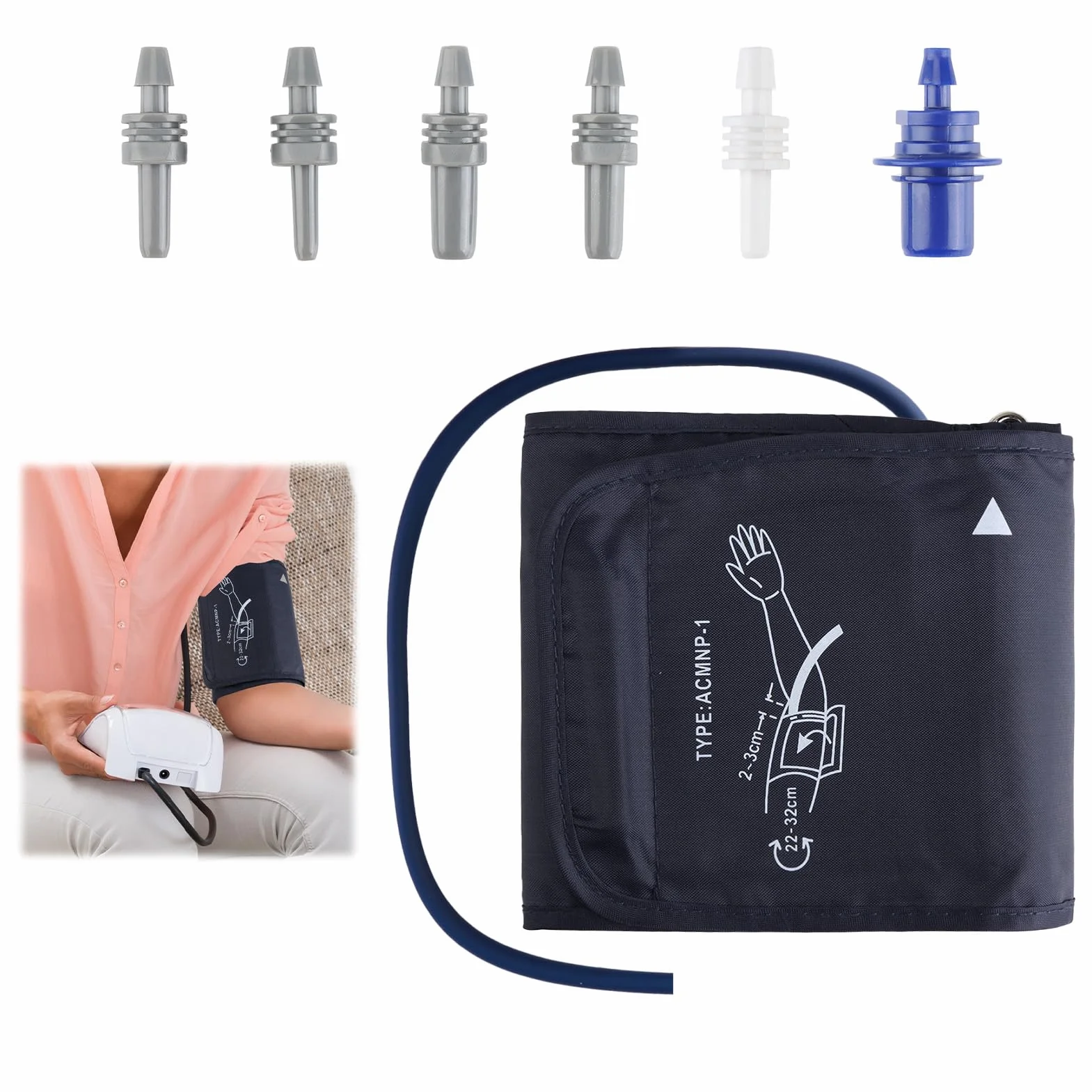 Bardzo duży mankiet do pomiaru ciśnienia krwi 22-32 cm, bardzo duży mankiet do pomiaru ciśnienia krwi 22-32 cm, kompatybilny z większością monitorów BP