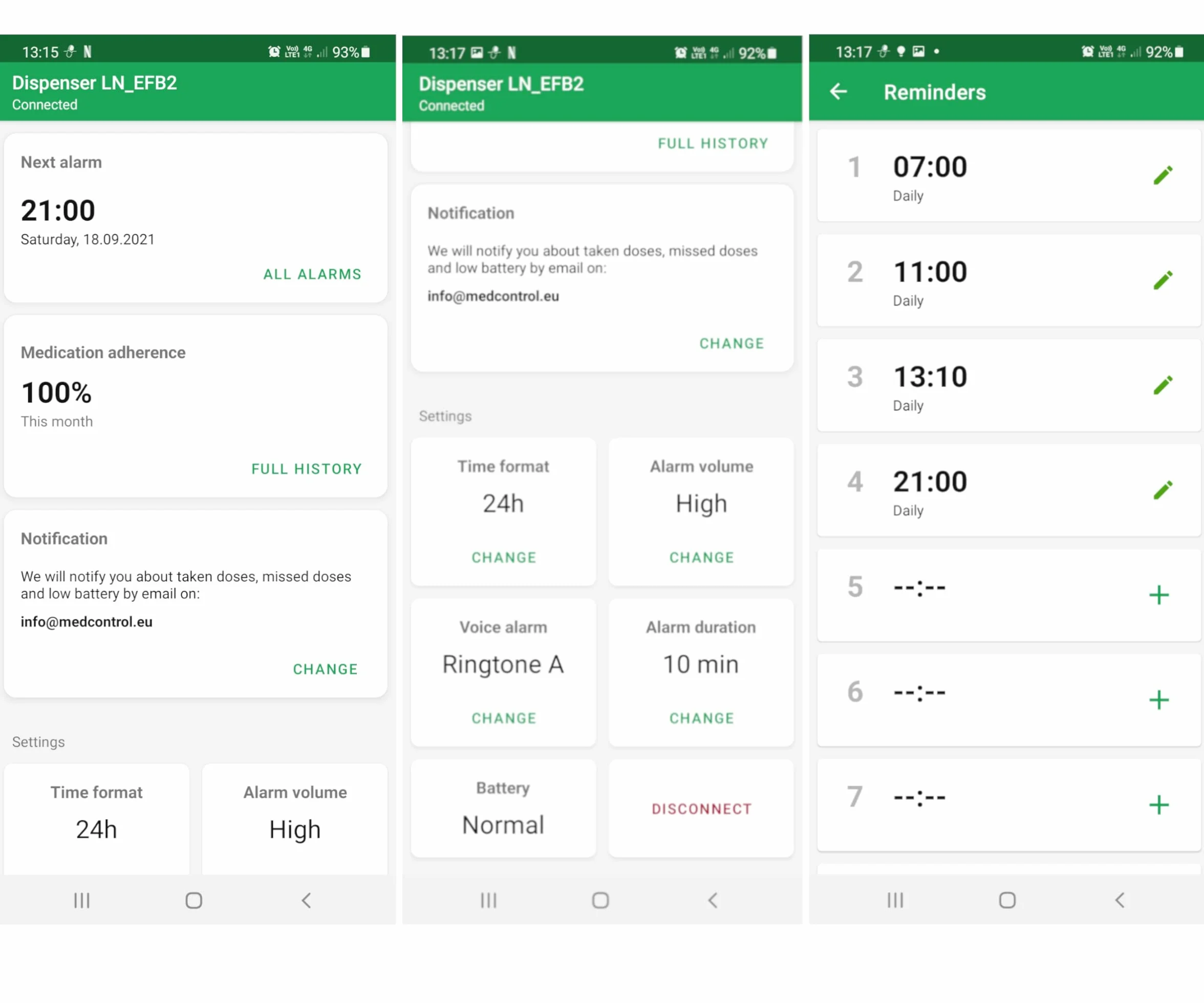 Inteligentny dozownik leków z ładowarką, monitorowany przez aplikację Android, przezroczysta pokrywka, angielskie pierścienie dawkowe, 9 alarmów, powiadomienia e-mail