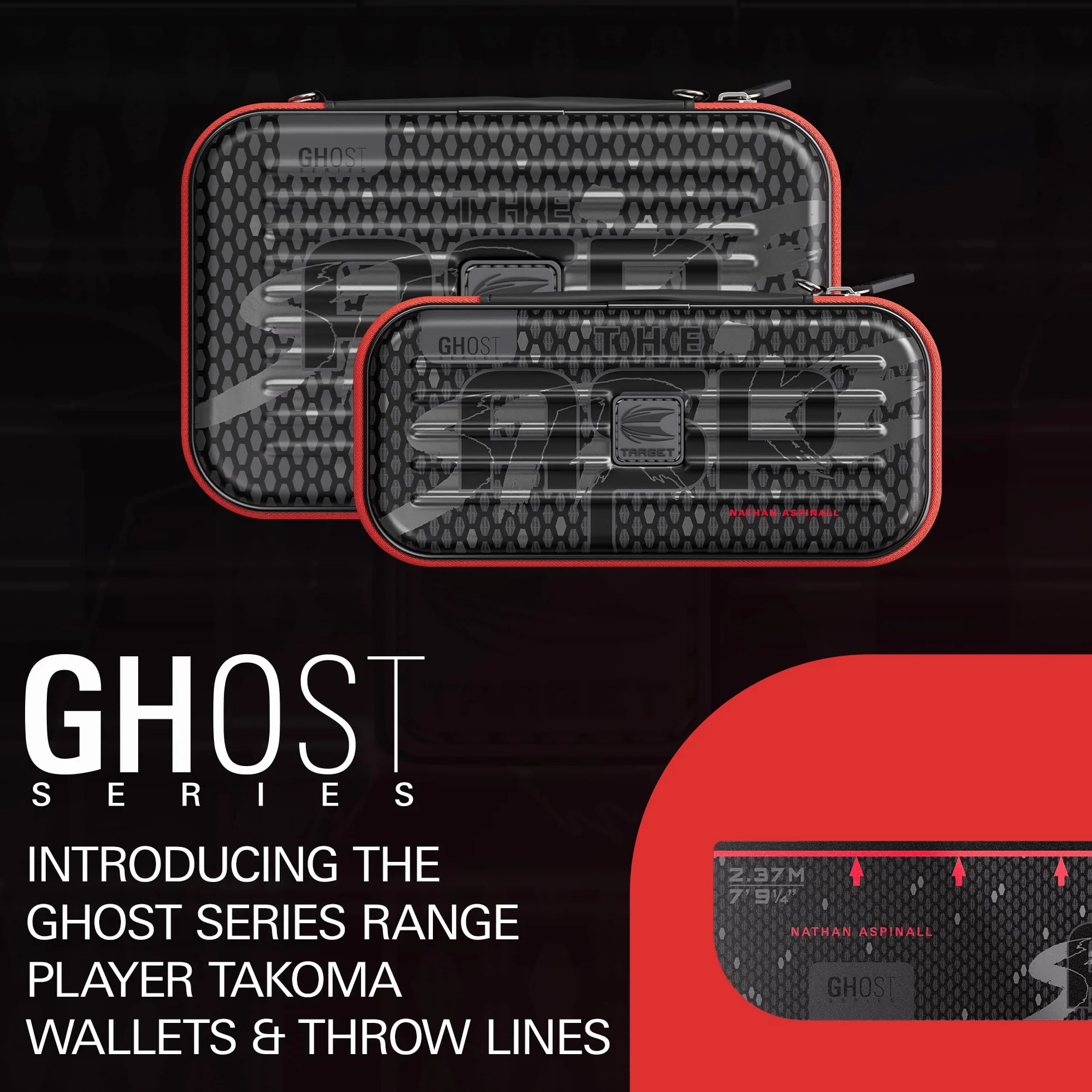 Target Darts Nathan Aspinall Ghost Series XL Takoma Wallet – “The Asp” profesjonalne etui na 6 zmontowanych rzutek, zamek błyskawiczny, trwałe czarno-białe akcesoria do przechowywania.